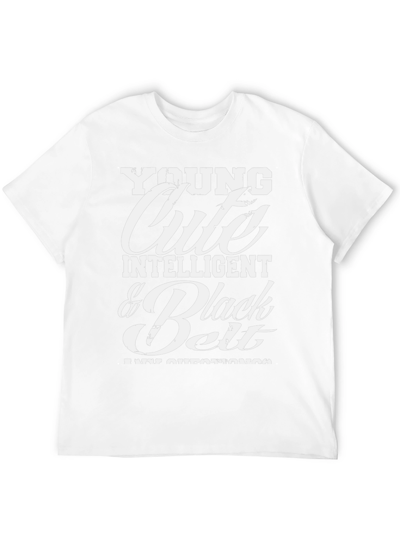 Black Young Cute Intelligent Black Belt T-Shirt view 12