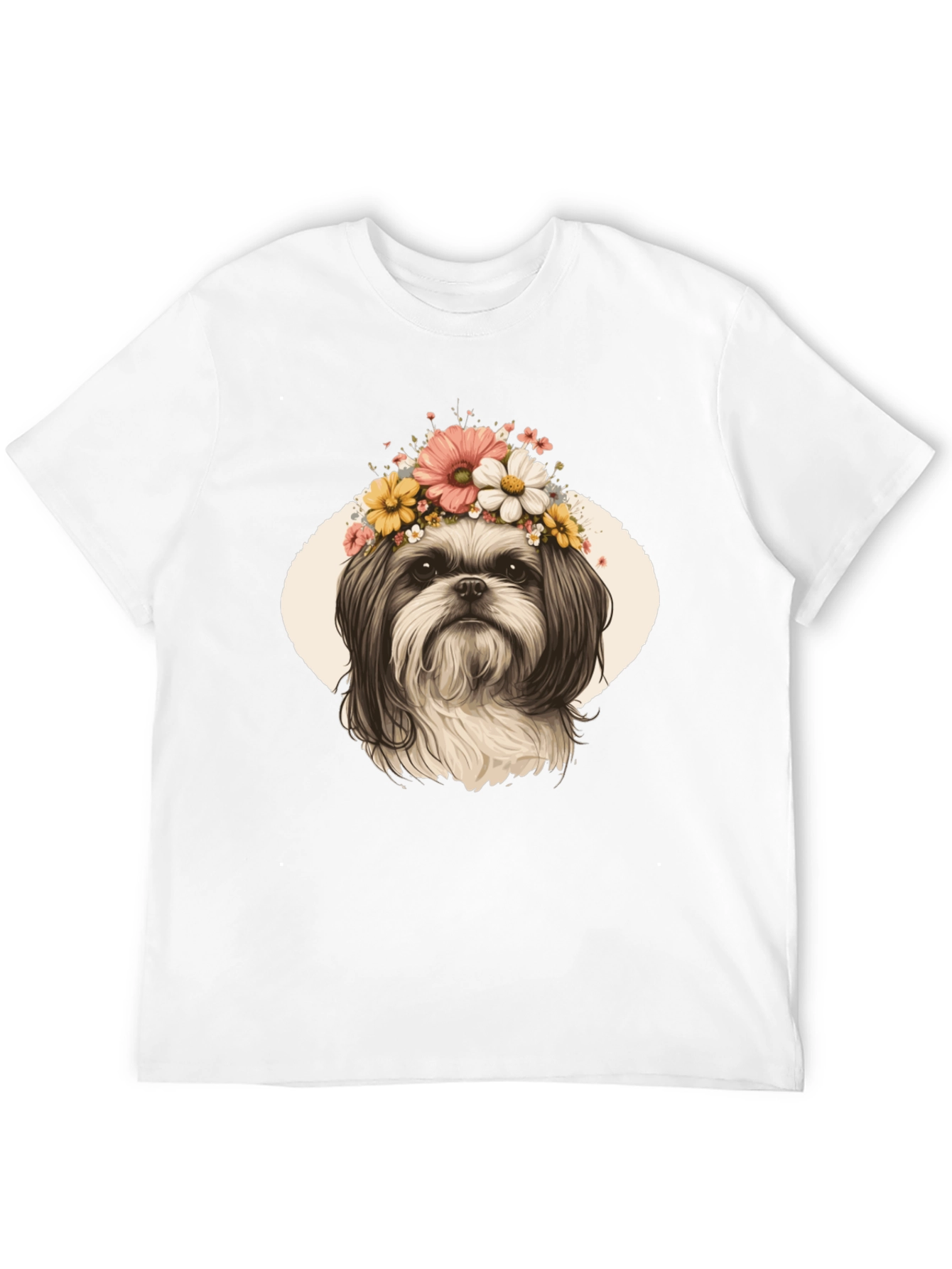 Black Dog with Flower Crown Graphic T-Shirt view 12