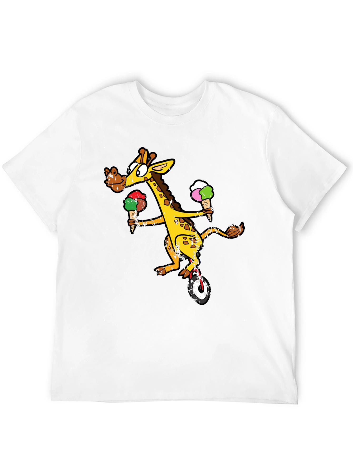 Black Giraffe On Unicycle T-Shirt view 12