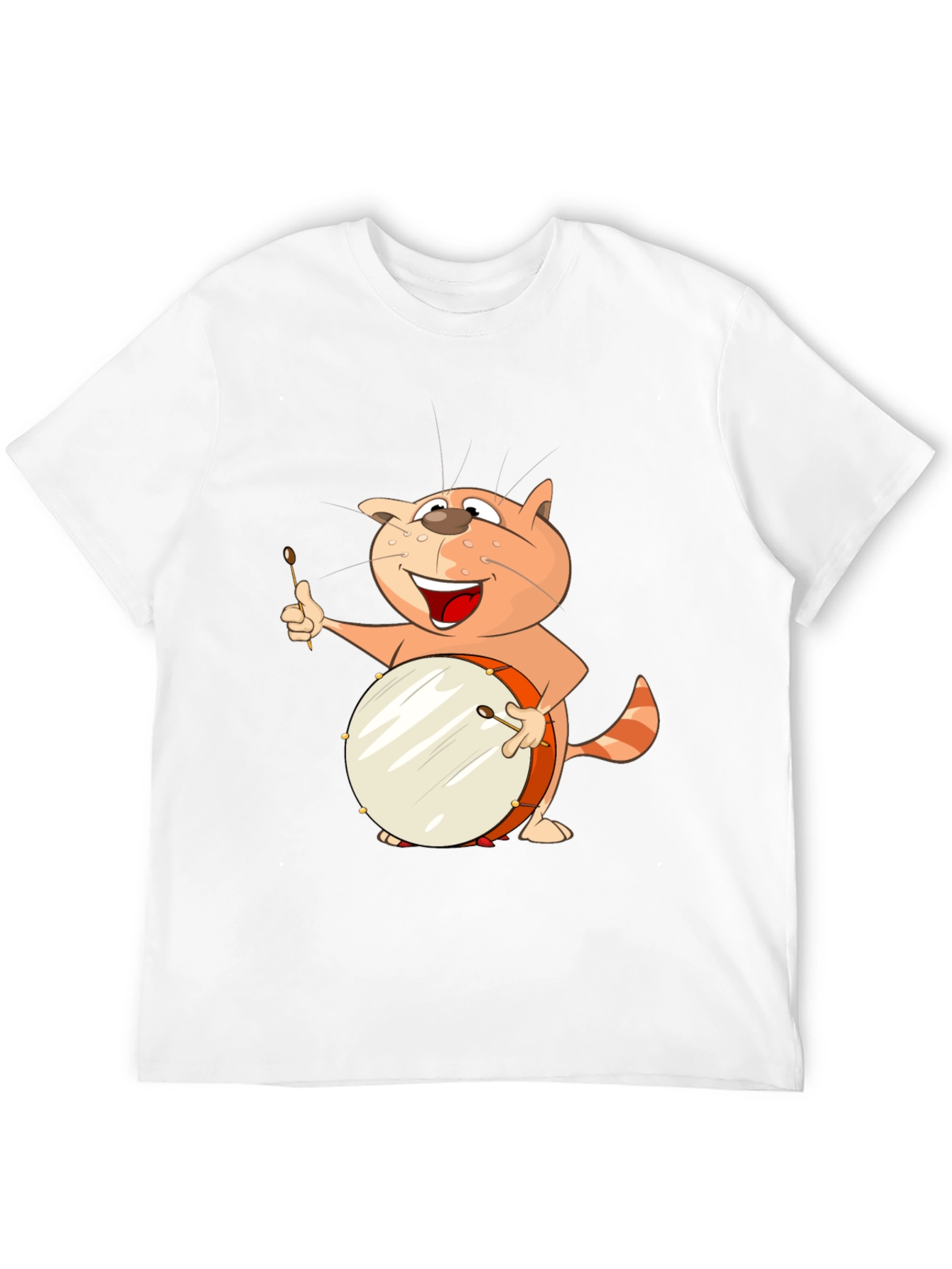 Black Funny Cat Drummer T-Shirt view 12