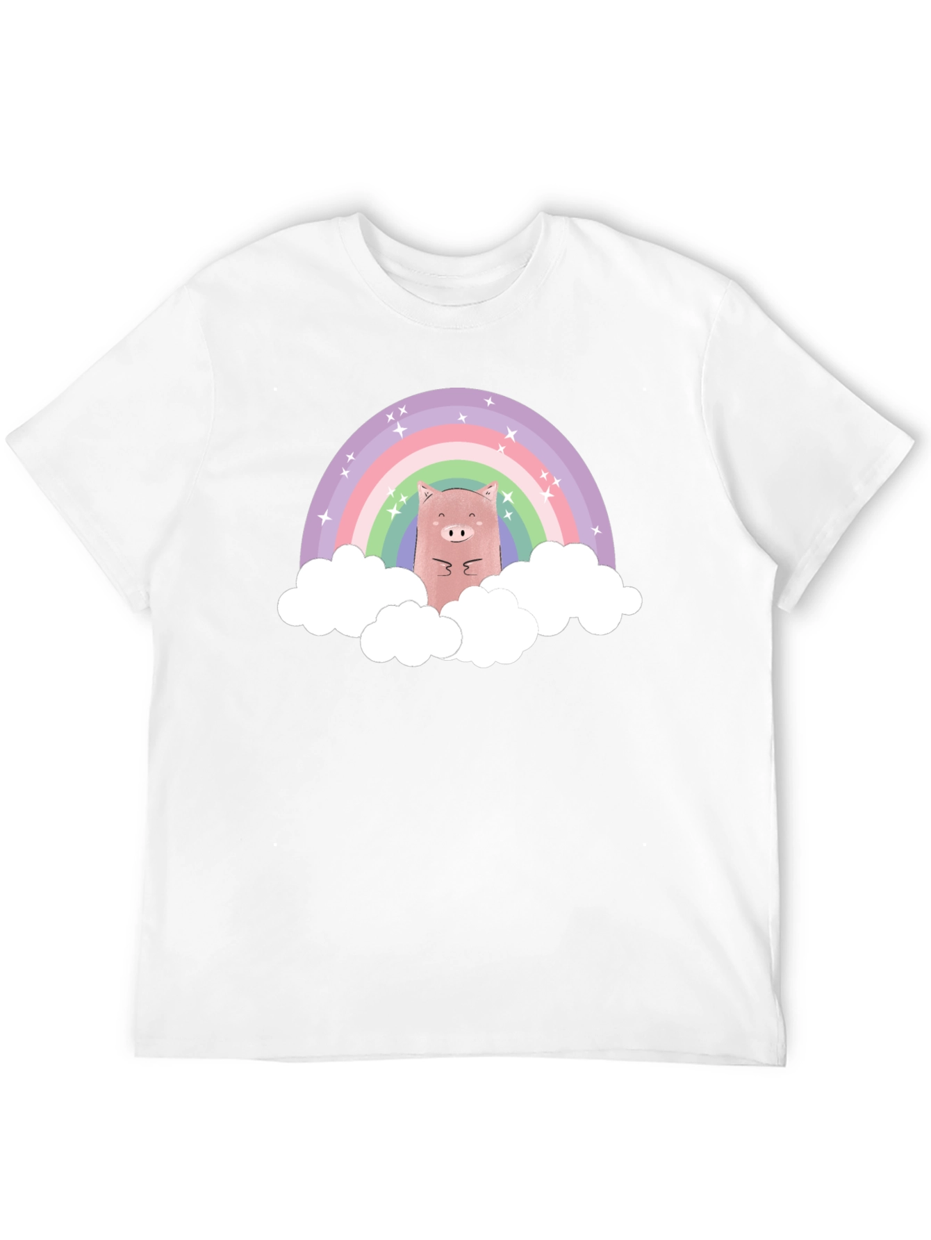 Black Rainbow Pig T-Shirt - Cute Cartoon Design view 12