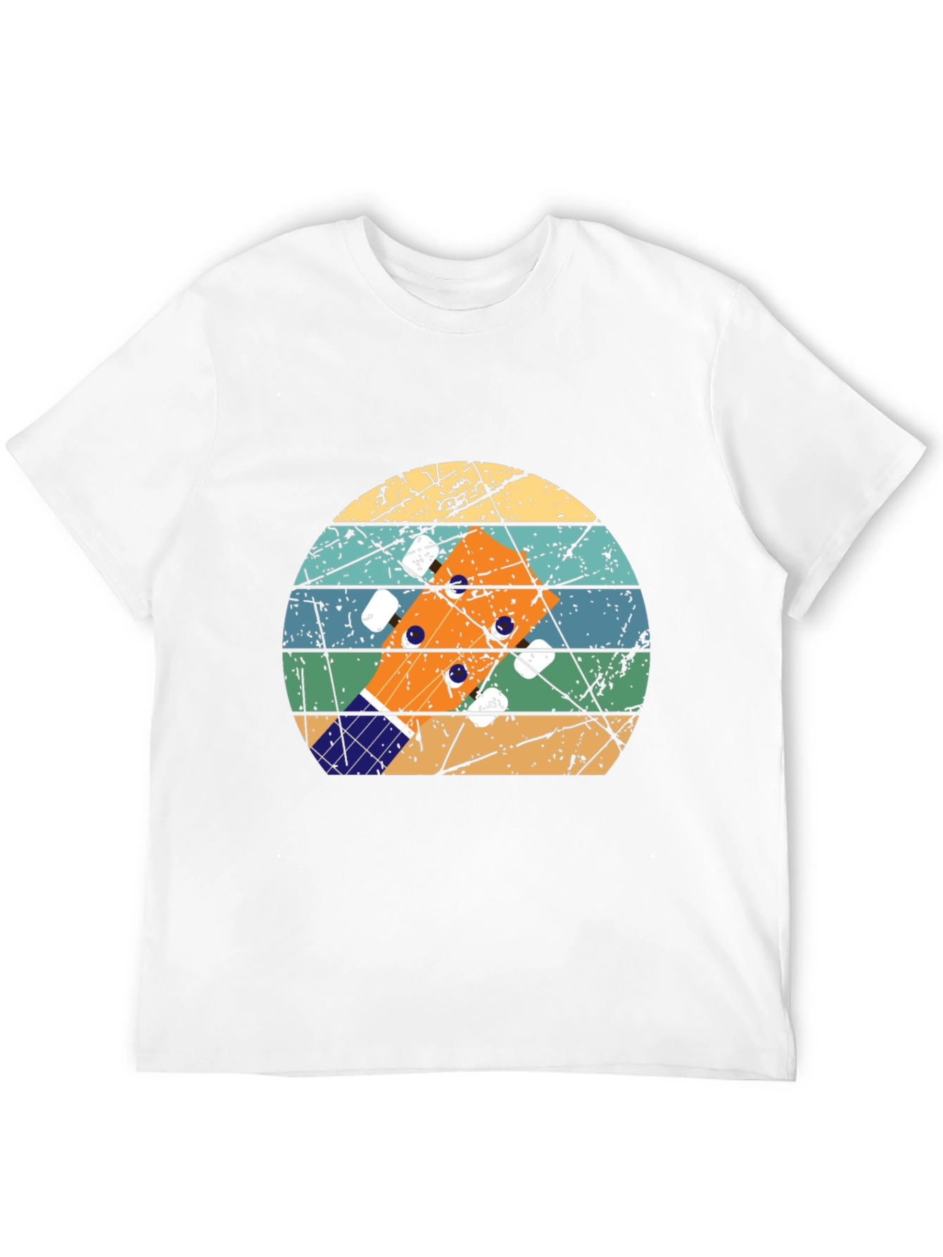 Black Retro Ukulele T-Shirt - Vintage Style Guitar Tee view 12