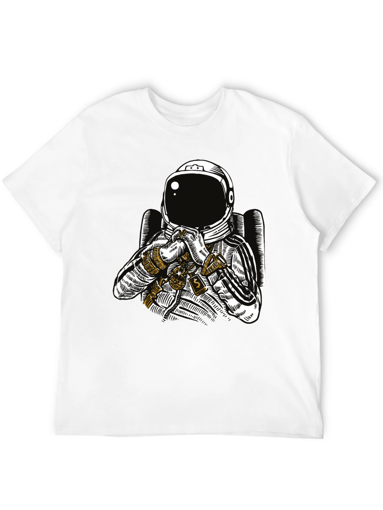 Black Astronaut Graphic Tee - Black Cotton T-Shirt view 12