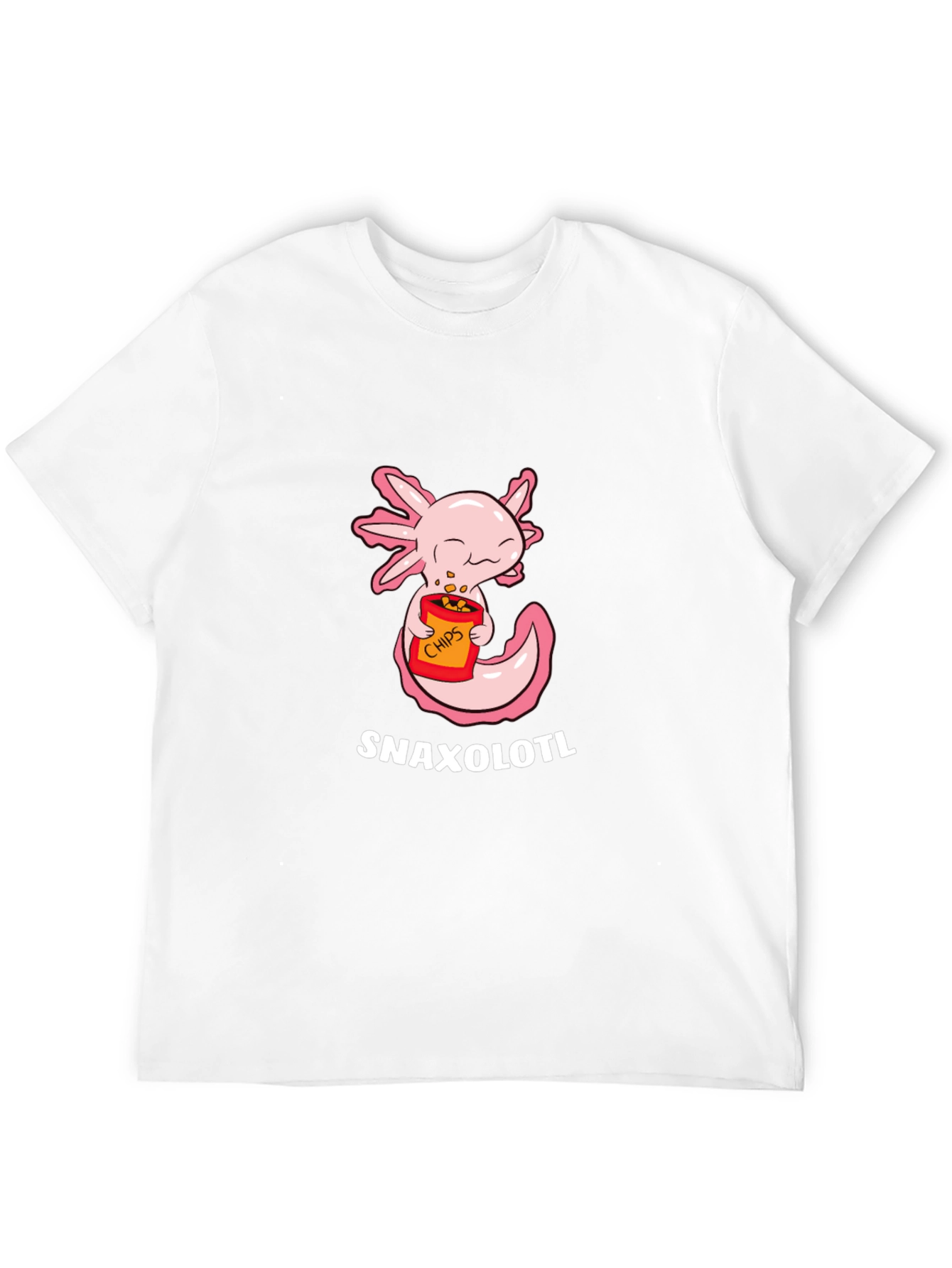 Black Snaxolotl T-Shirt - Cute Axolotl Eating Chips! view 12