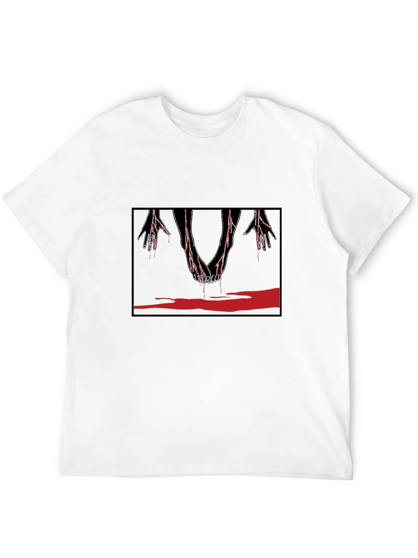 Black Edgy Graphic Tee: Bloody Handshake Design view 12