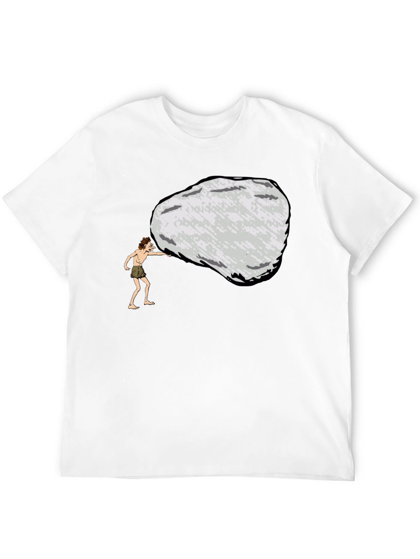 Black Caveman Pushing Boulder Graphic Tee view 12