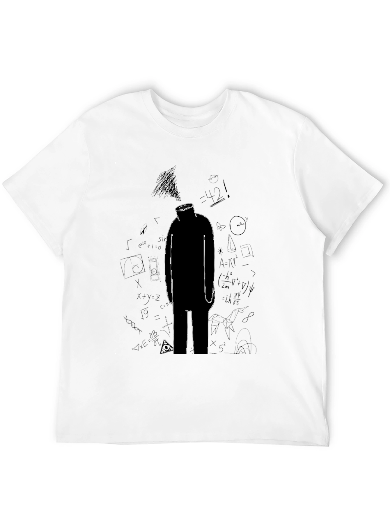 Black Abstract Math T-Shirt - Black Graphic Tee view 12