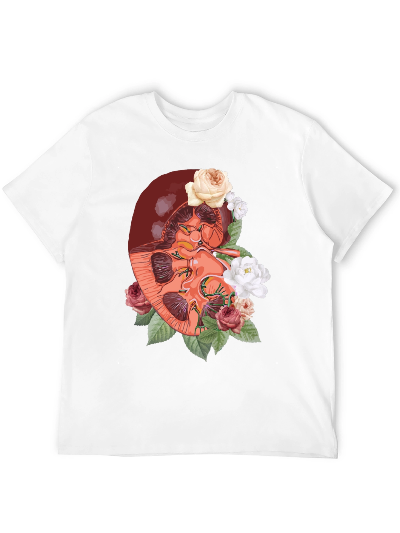 Black Floral Kidney Graphic Tee - Unique Anatomy T-Shirt view 12