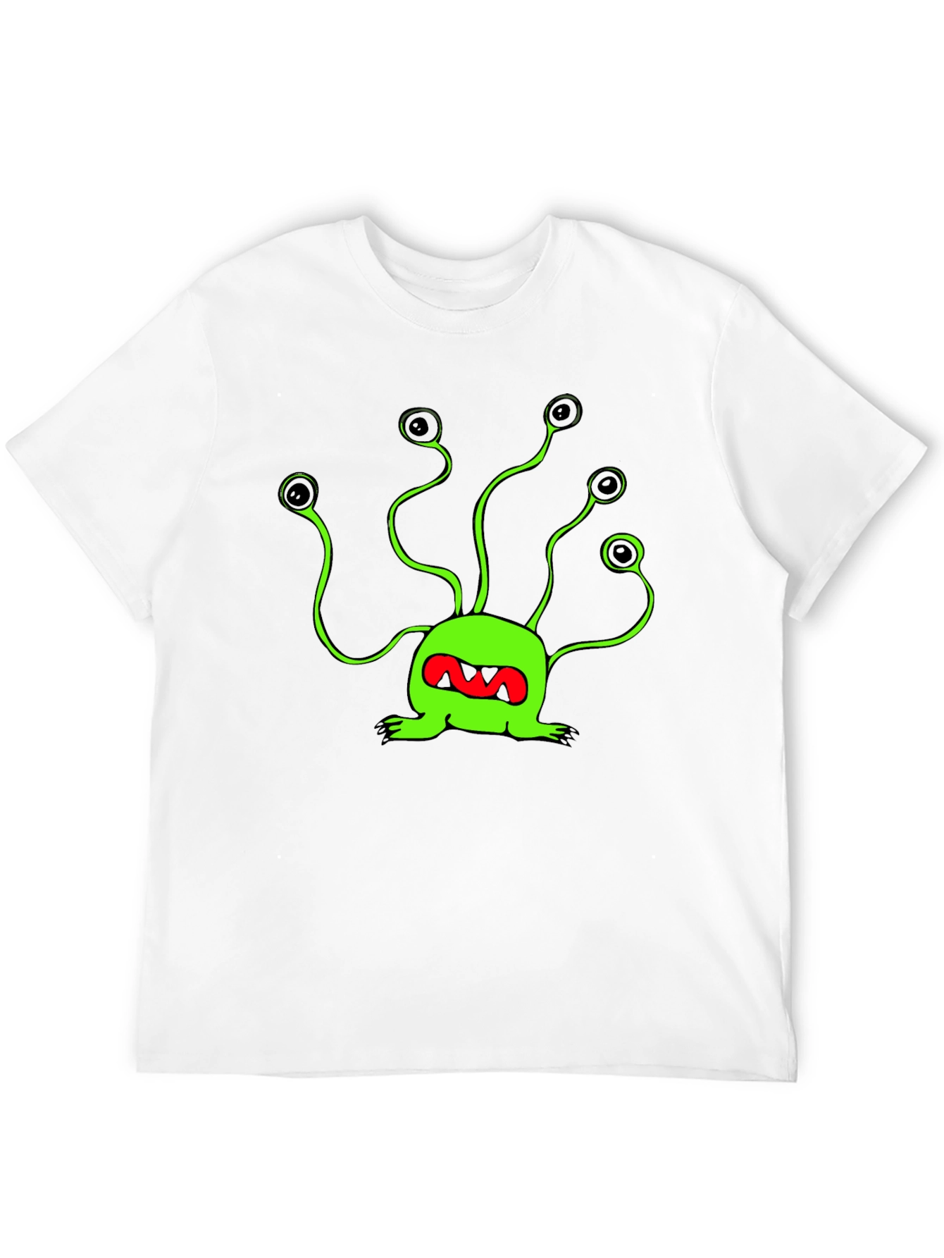 Funky Green Alien T-Shirt - Black Cotton Tee - 12