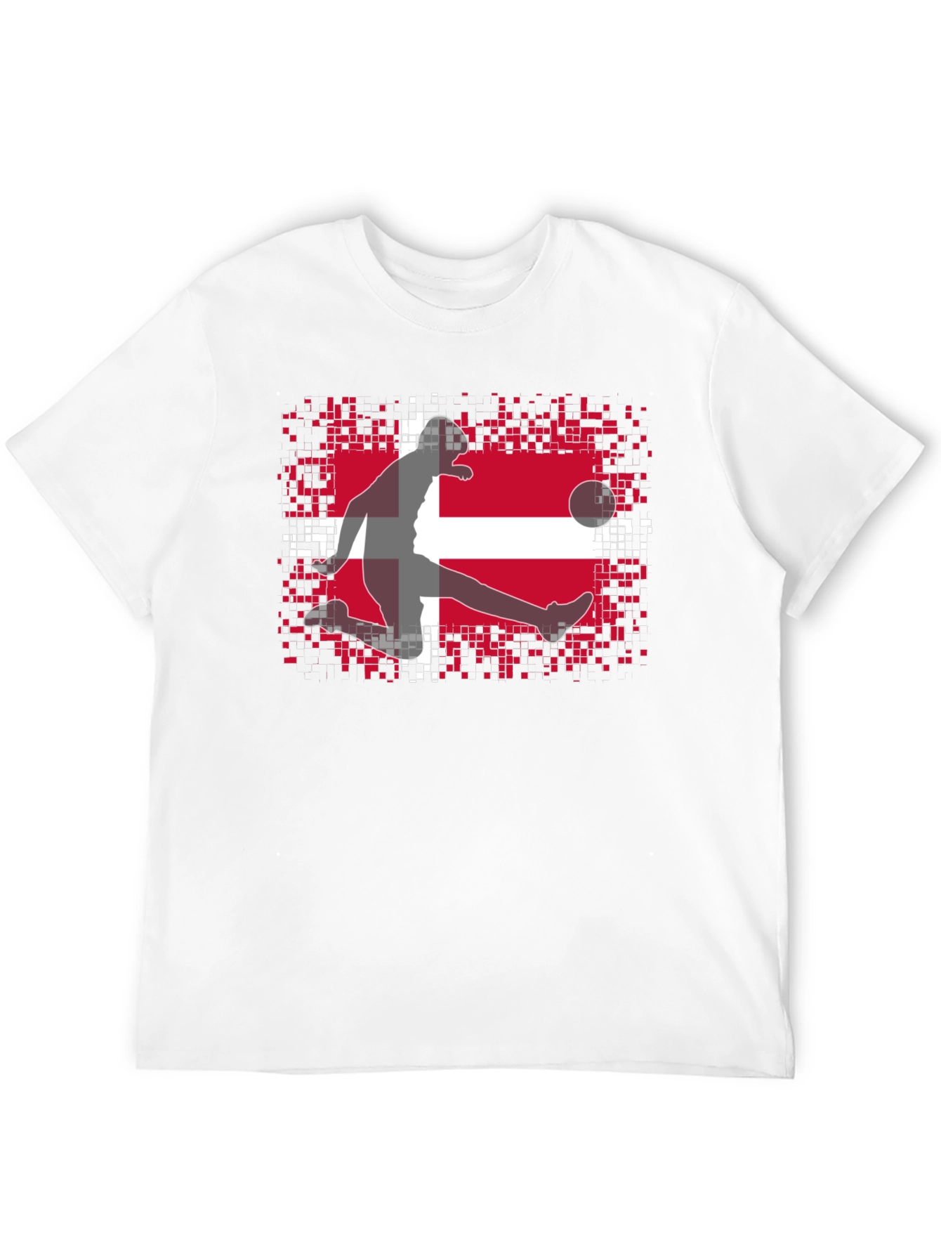 Black Denmark Flag Soccer Black T-Shirt view 12