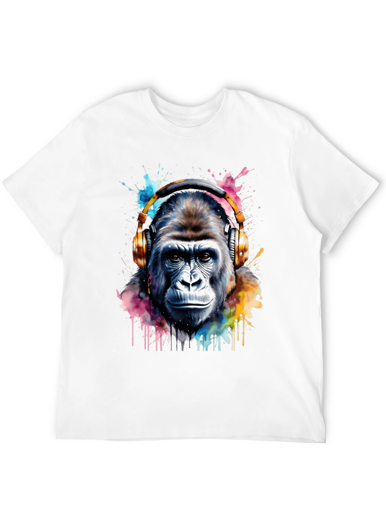 Black Gorilla DJ Tee - Watercolor Ape T-Shirt view 12