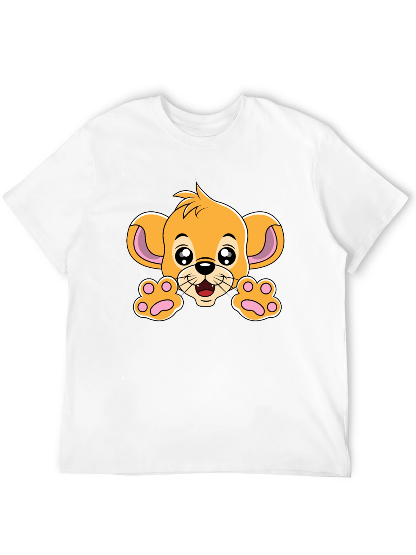 Black Cute Lion Cub Graphic Tee - Black Cotton T-Shirt view 12