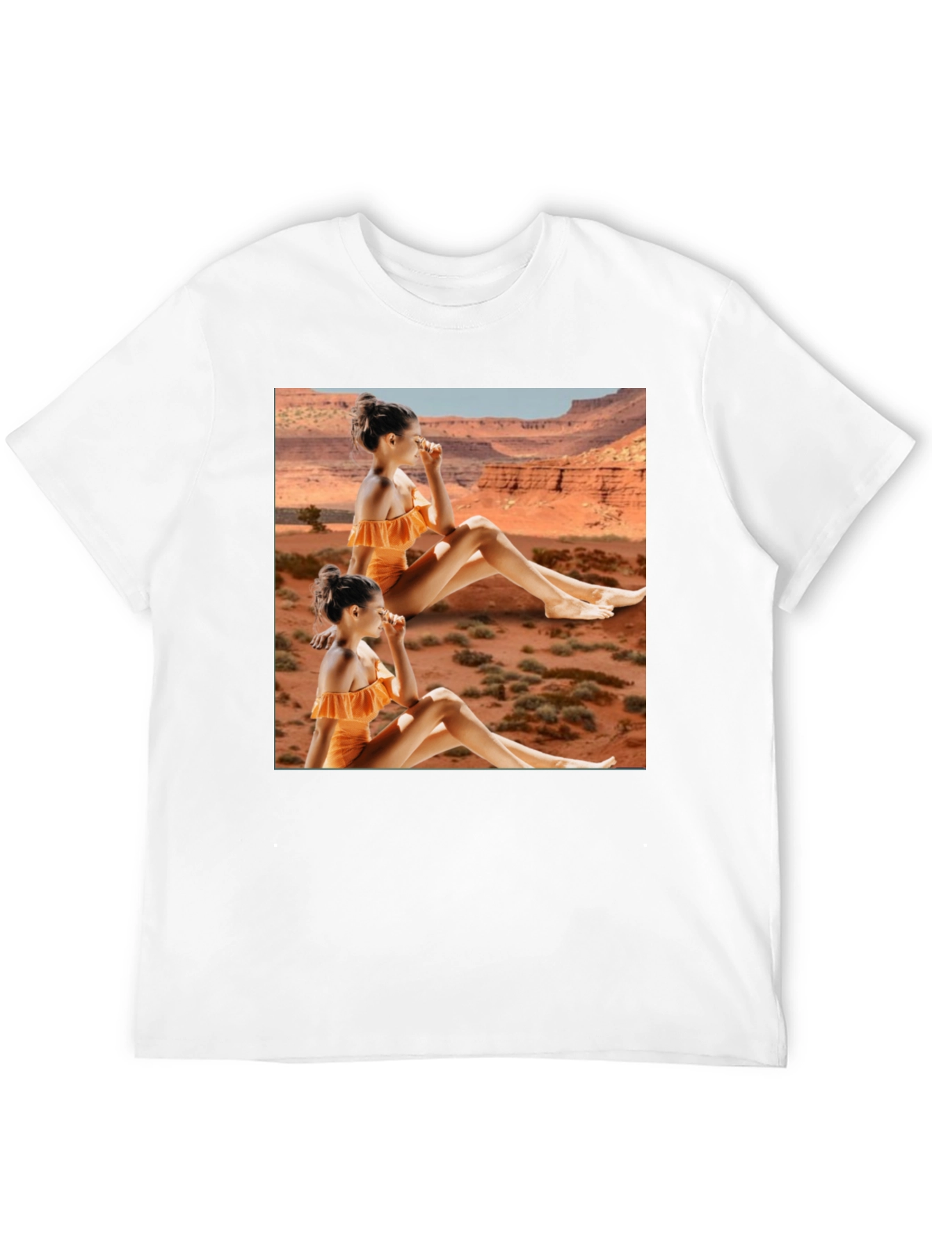 Black Trendy Black T-Shirt with Unique Desert Graphic Design view 12