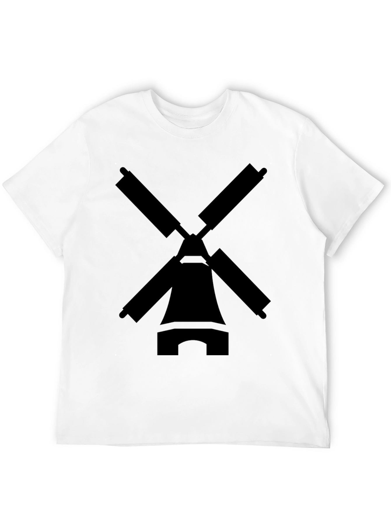 Black Windmill Graphic Tee - Black Cotton Blend T-Shirt view 12