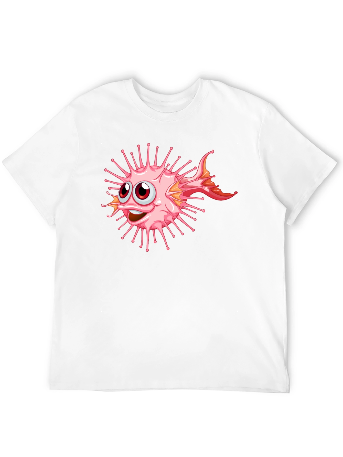 Black Cartoon Pufferfish Graphic Black T-Shirt view 12