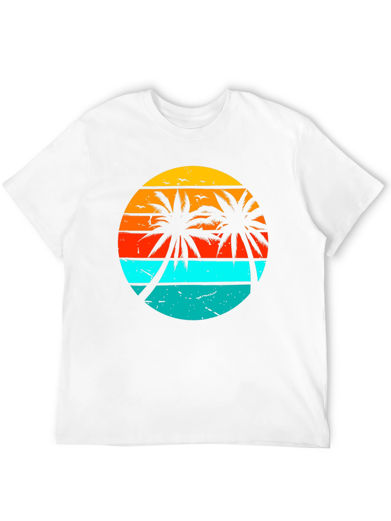 Black Retro Sunset Palm Tree Graphic T-Shirt view 12