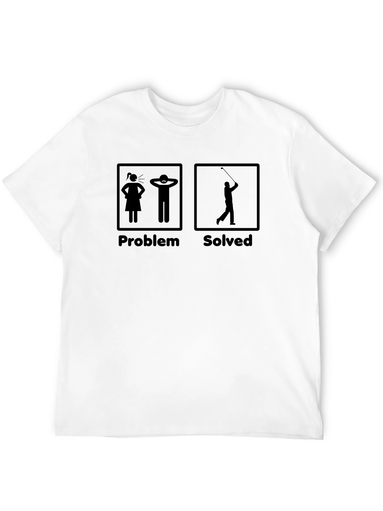 Black Problem Solved Golf T-Shirt: Humorous Golfer Tee view 12