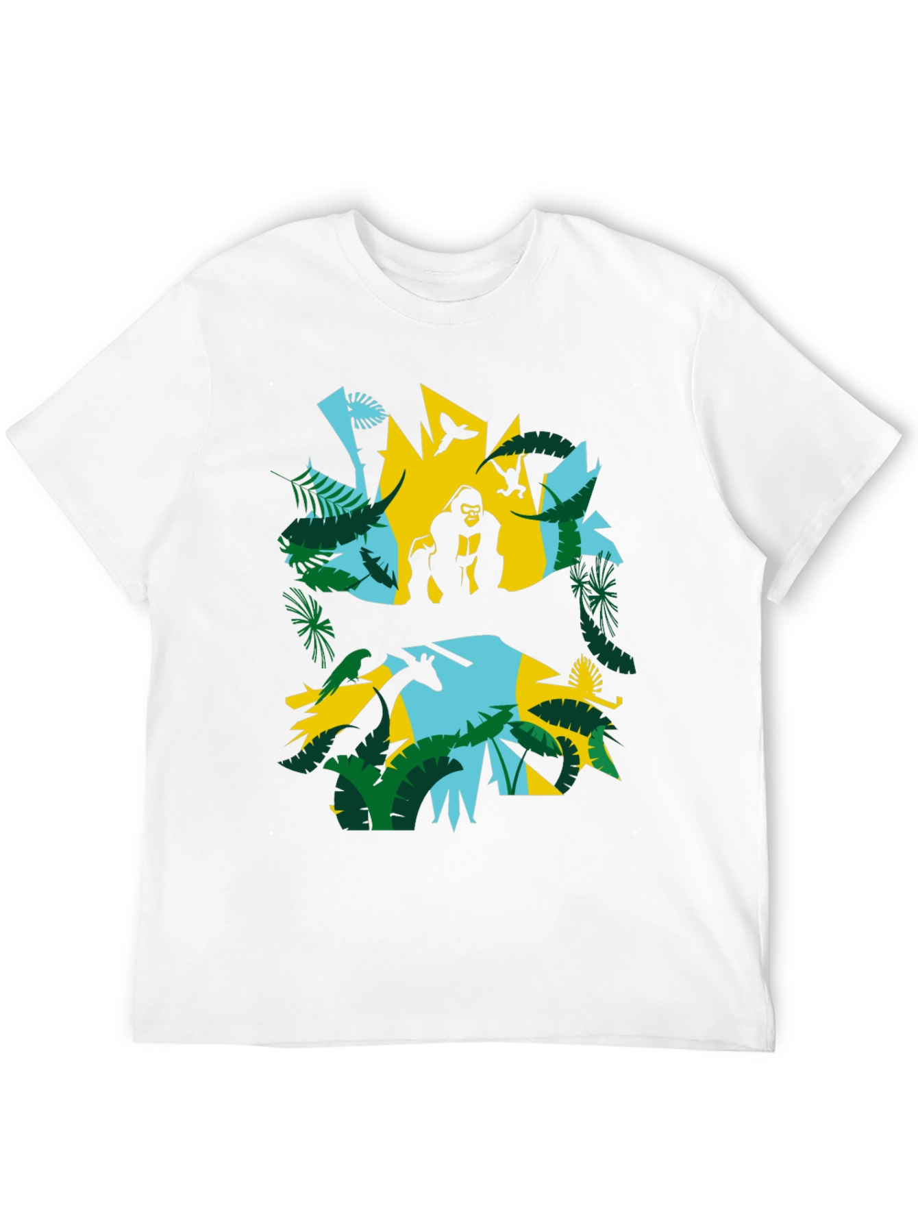 Black Jungle Animal Graphic Print Black T-Shirt view 12