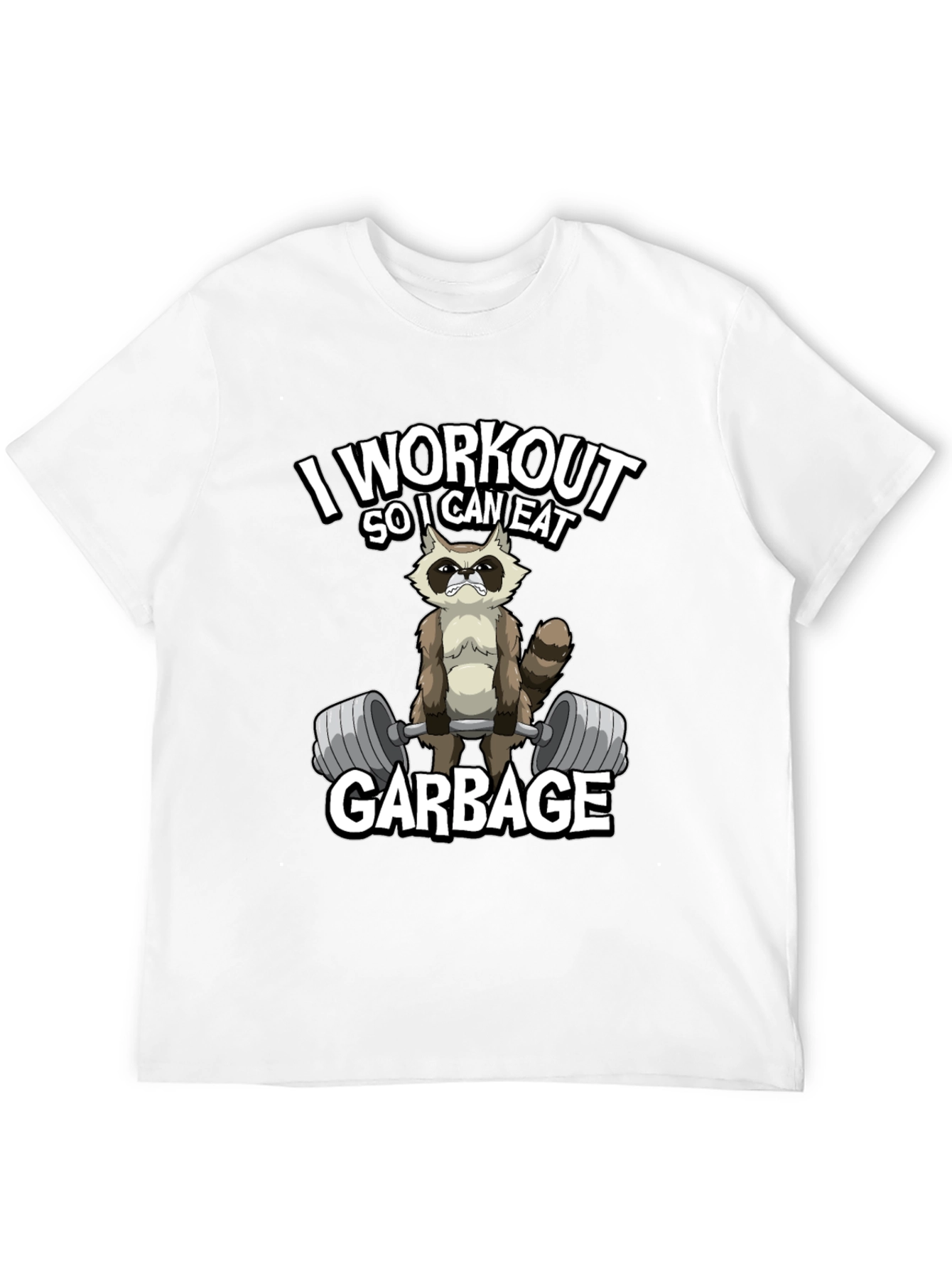 Black Workout Raccoon Graphic T-Shirt - Gym Humor view 12