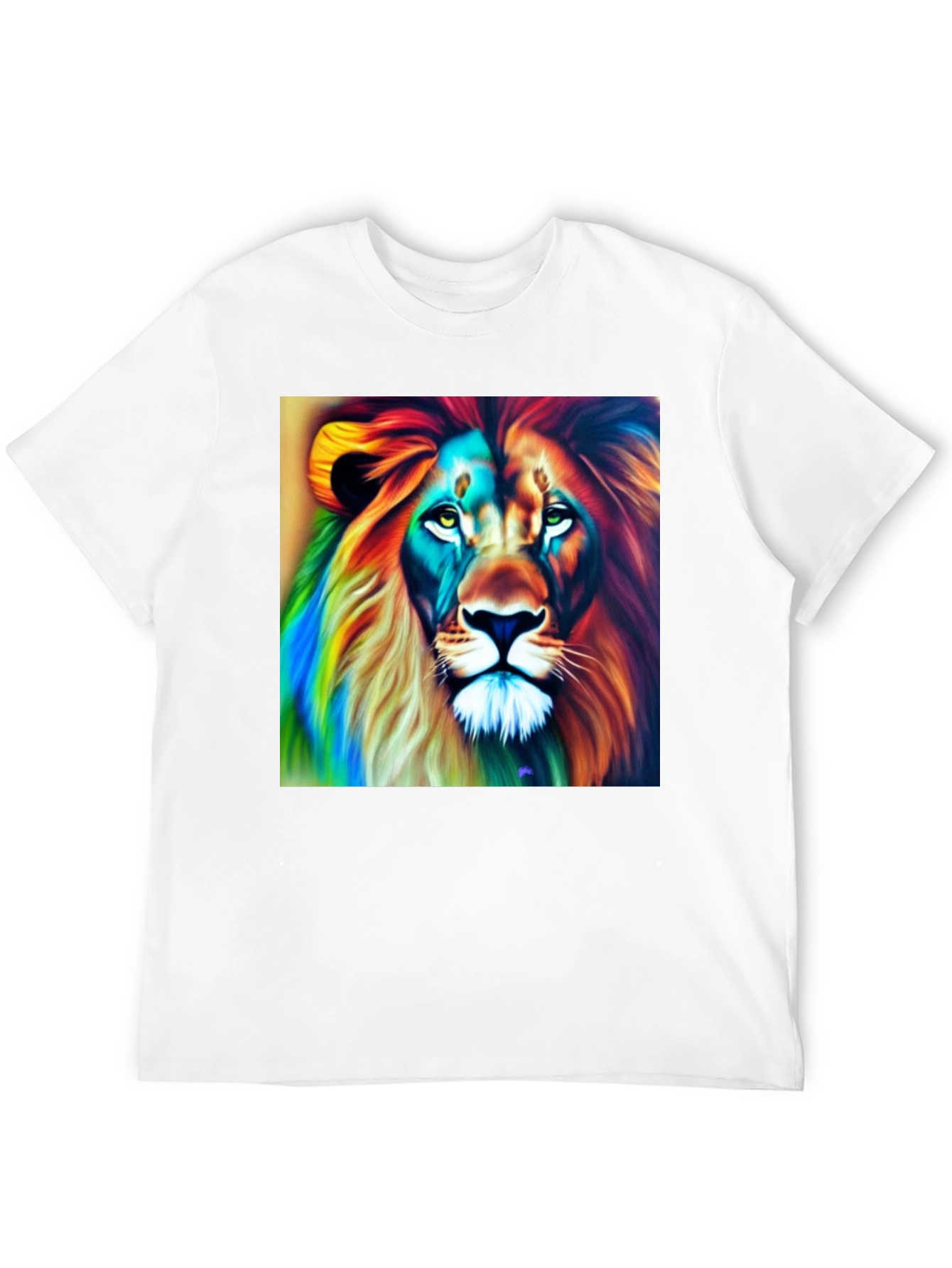 Colorful Lion Graphic Tee - Men's Black T-Shirt - 12