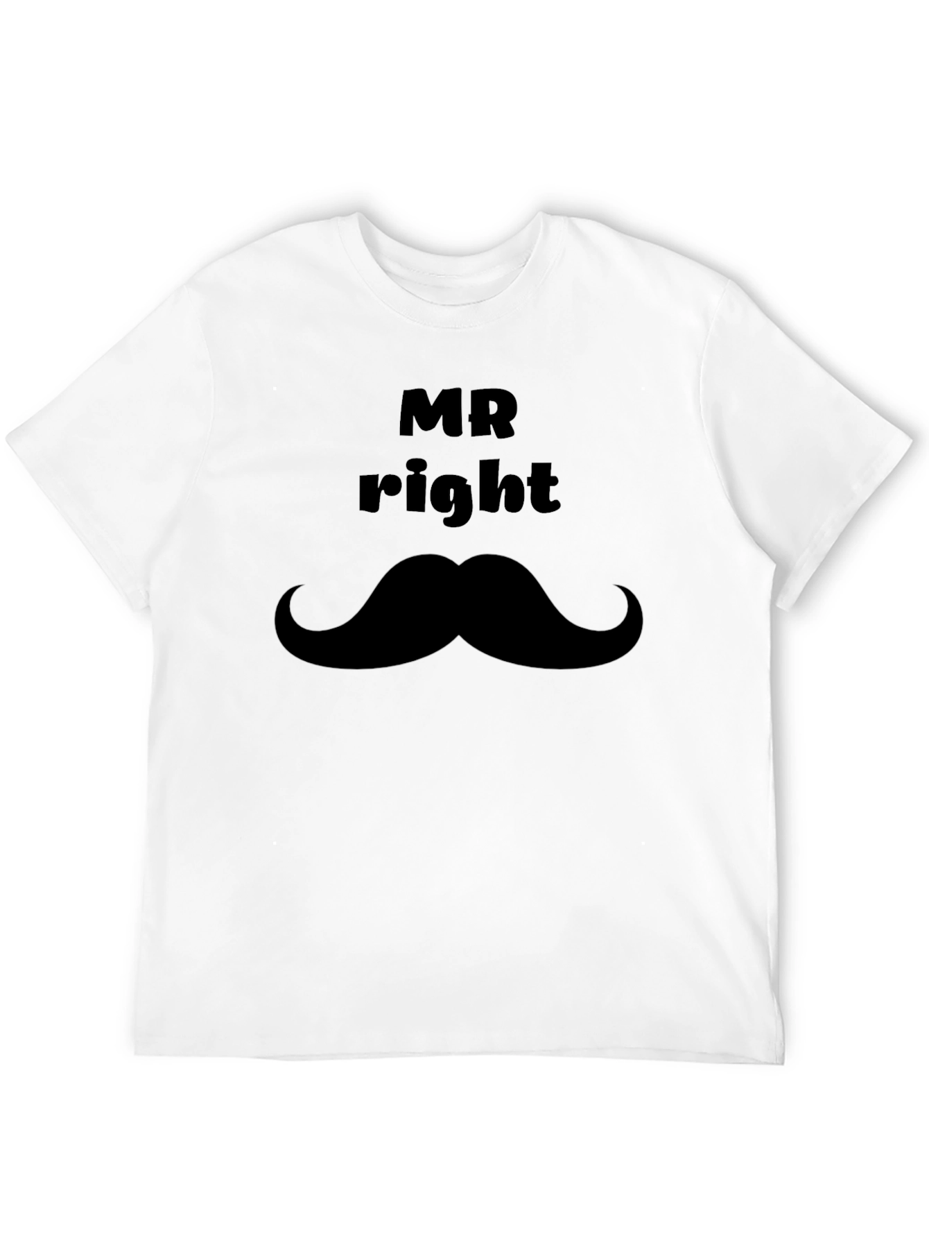 Black Mr. Right Graphic Tee - Mustache Design view 12