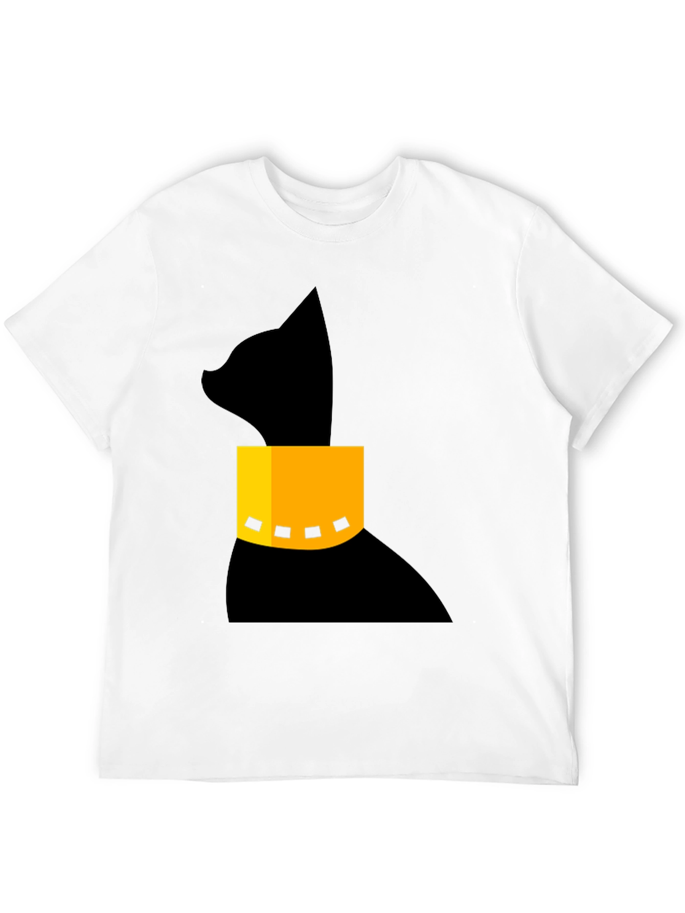 Black Modern Black Cat T-Shirt with Geometric Collar view 12