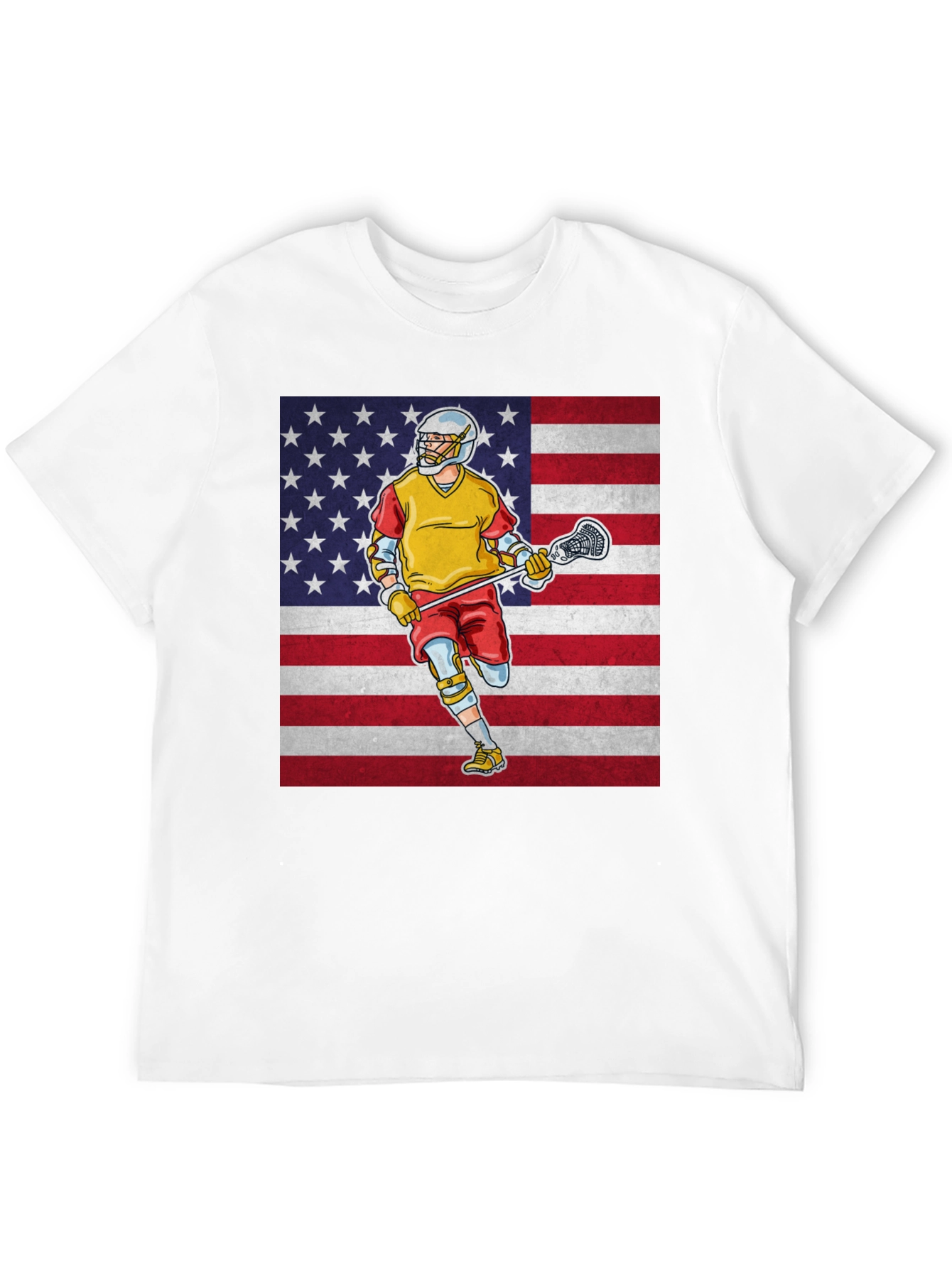 Black American Lacrosse Player Graphic T-Shirt view 12