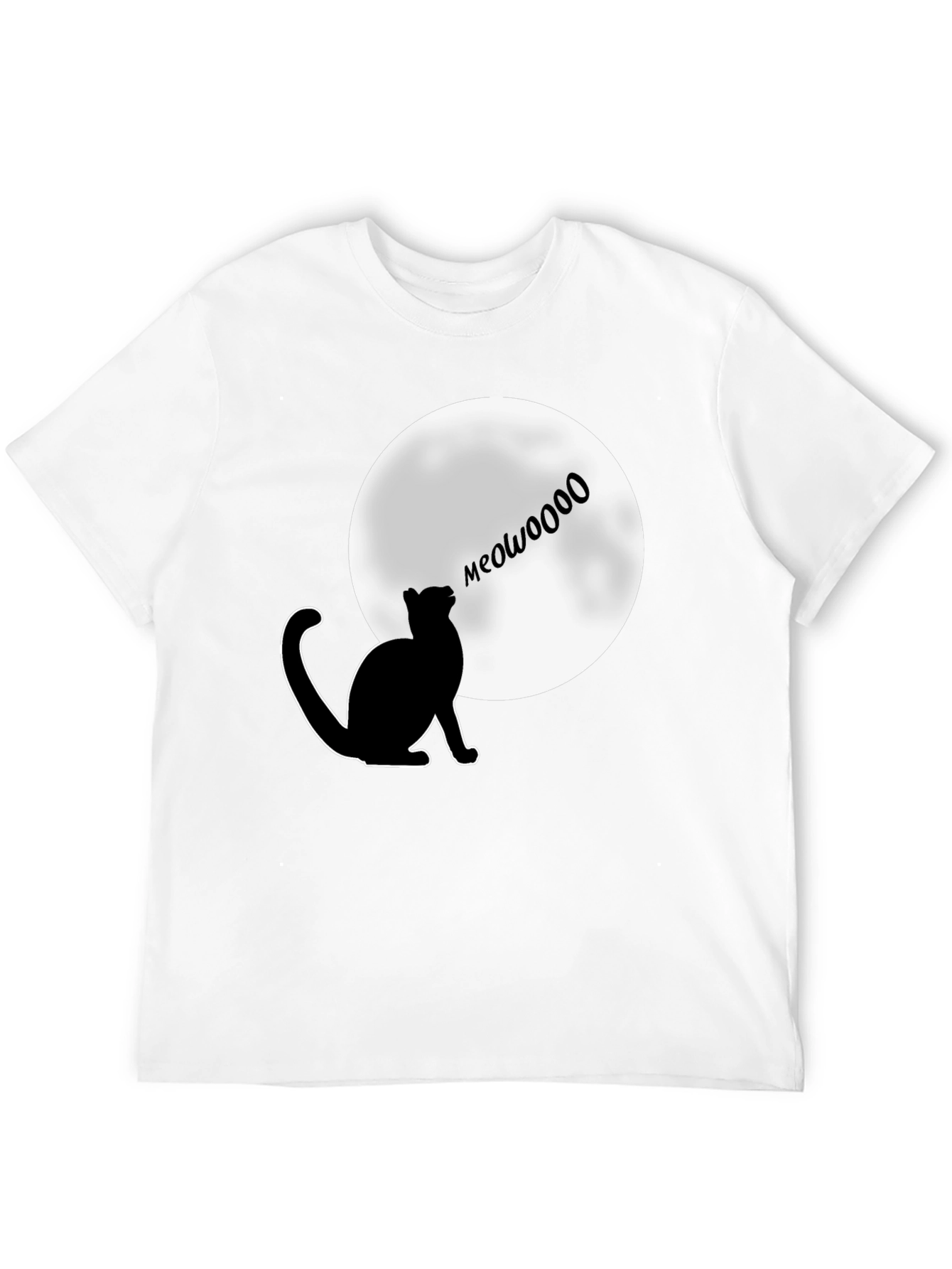 Black Meow at the Moon T-Shirt - Black, Cat Lover Tee view 12