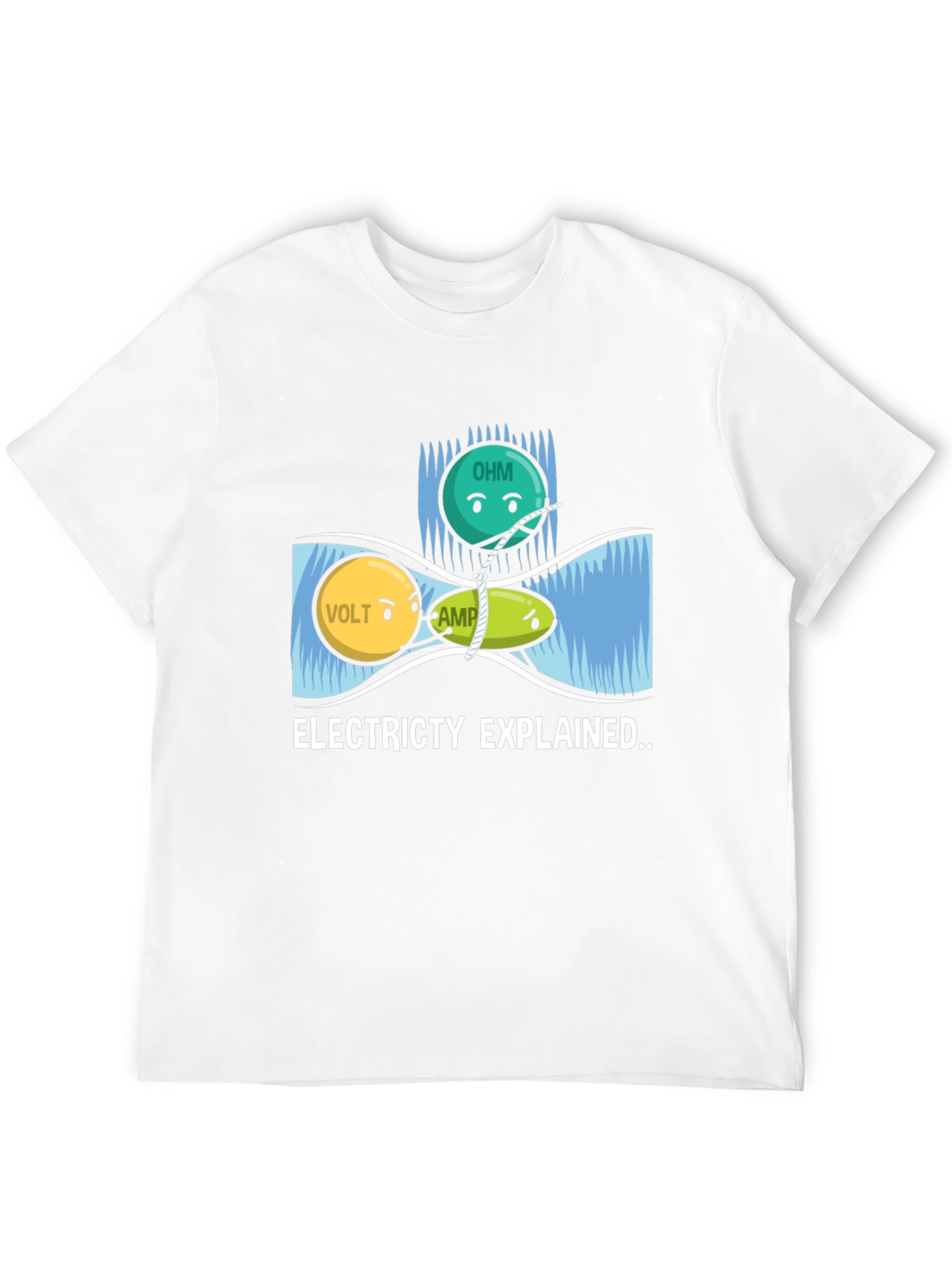 Black Electricity Explained Graphic Tee - Science Humor Shirt view 12