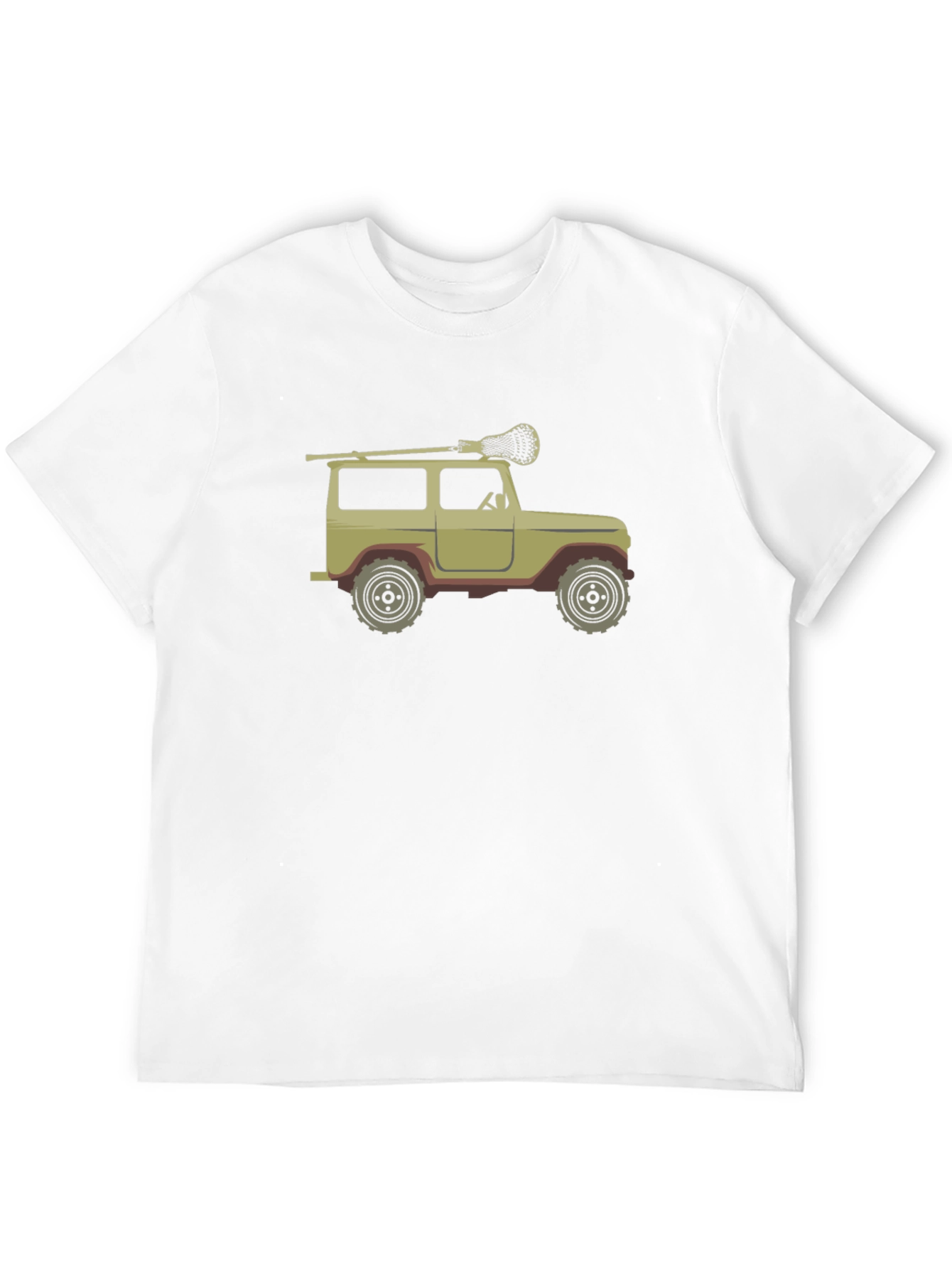Black Vintage Off-Road Truck & Lacrosse Stick Black T-Shirt view 12