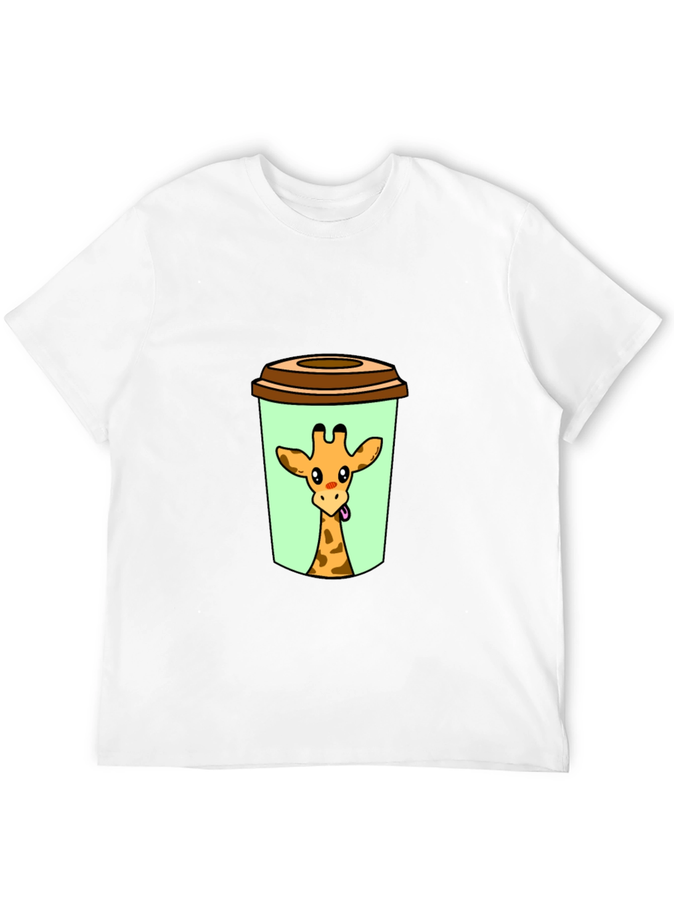 Black Giraffe in Cup Graphic Tee - Novelty Animal Shirt view 12