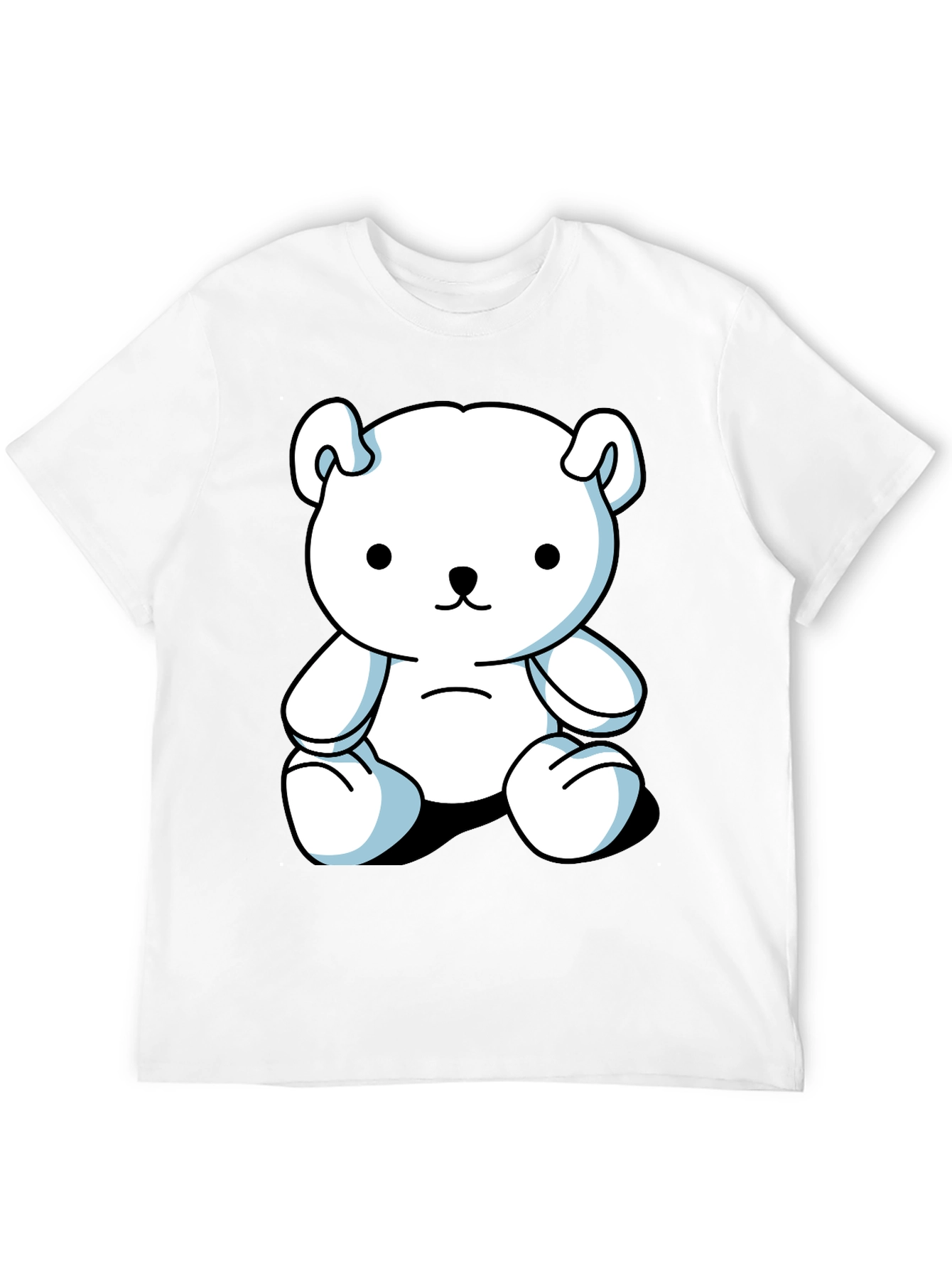 Black Cute Cartoon Bear Graphic Black T-Shirt view 12