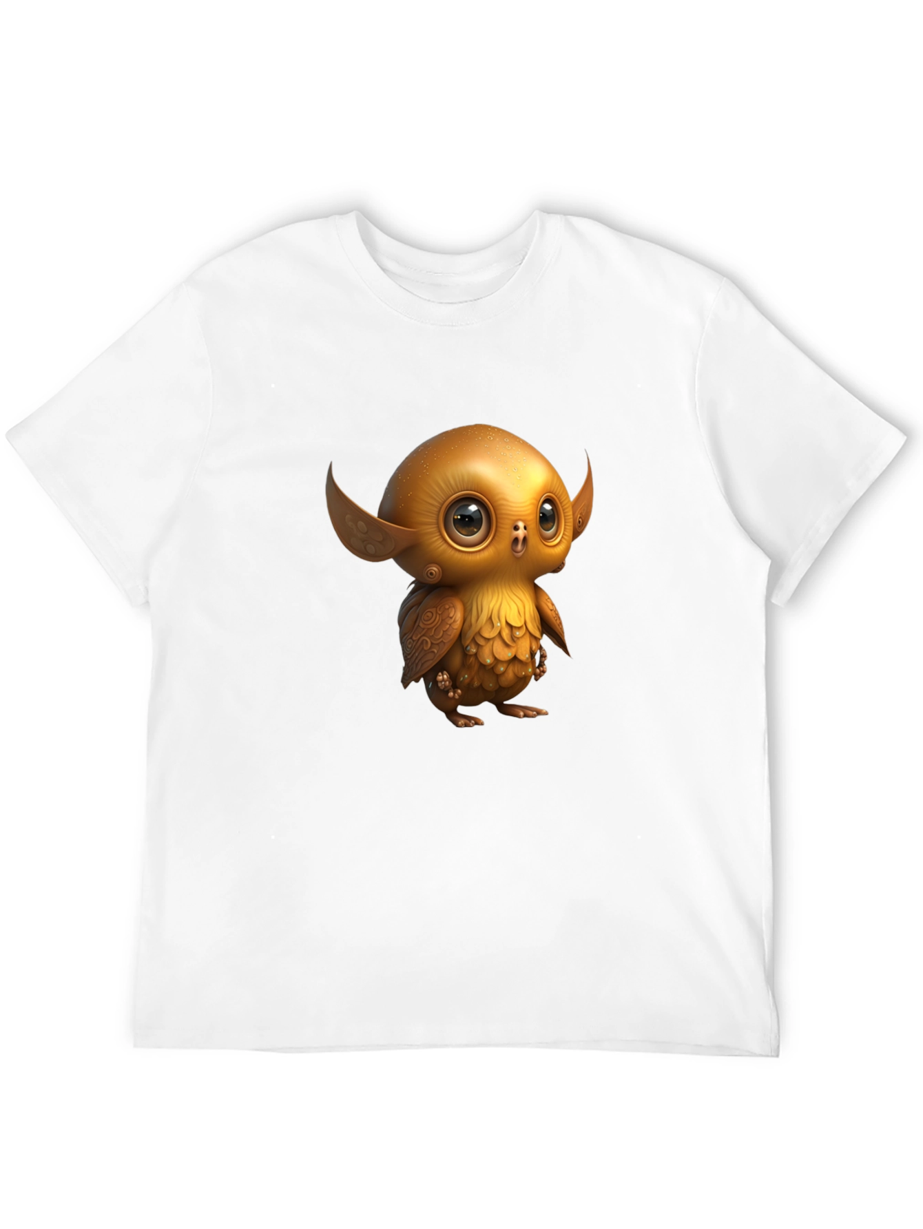 Black Cute Golden Owl Creature Graphic Tee view 12