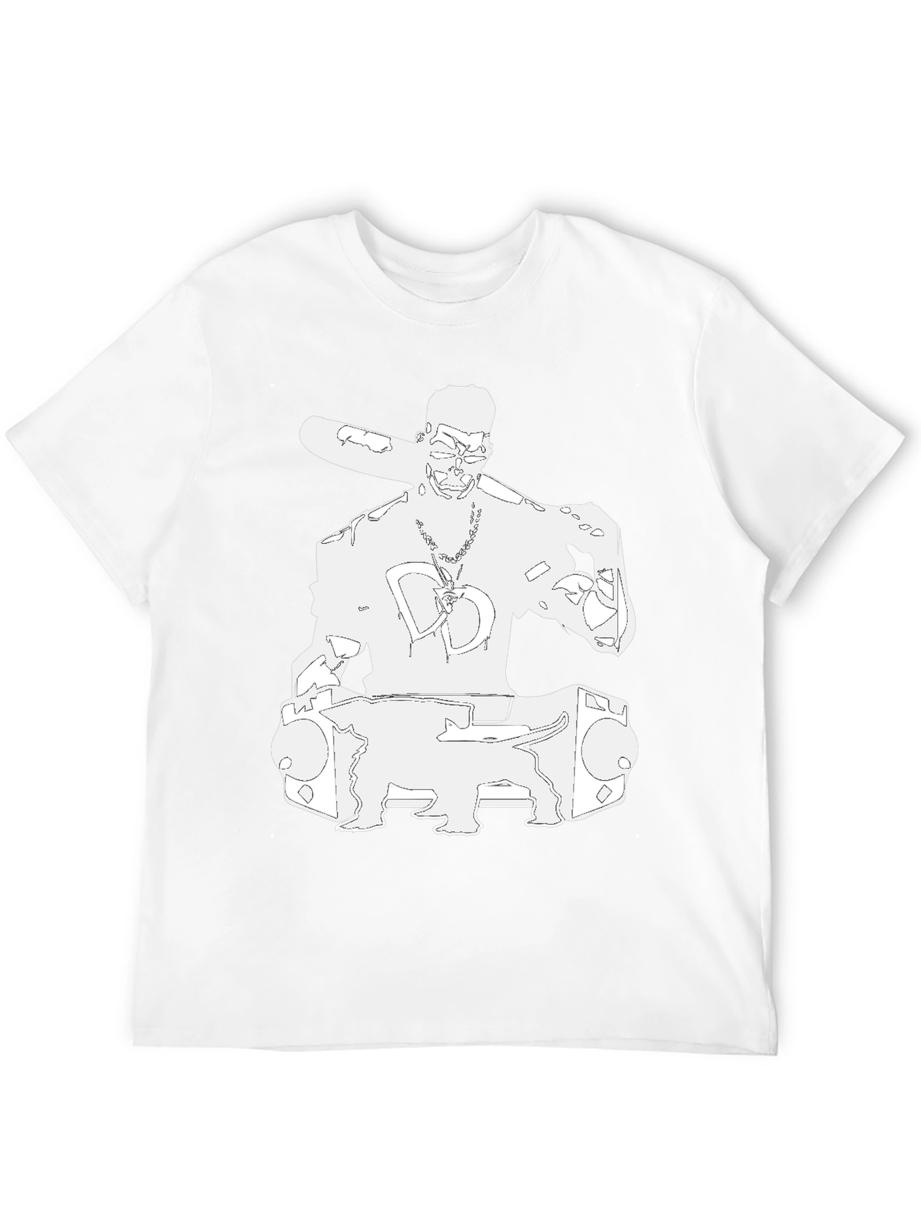 Black Black T-Shirt with White Graphic view 12