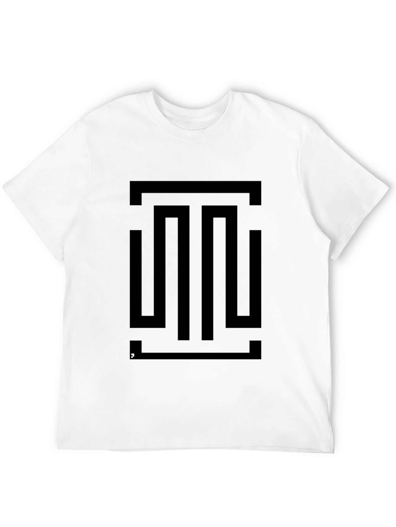 Black Abstract Geometric Graphic Tee - Black Cotton Blend view 12