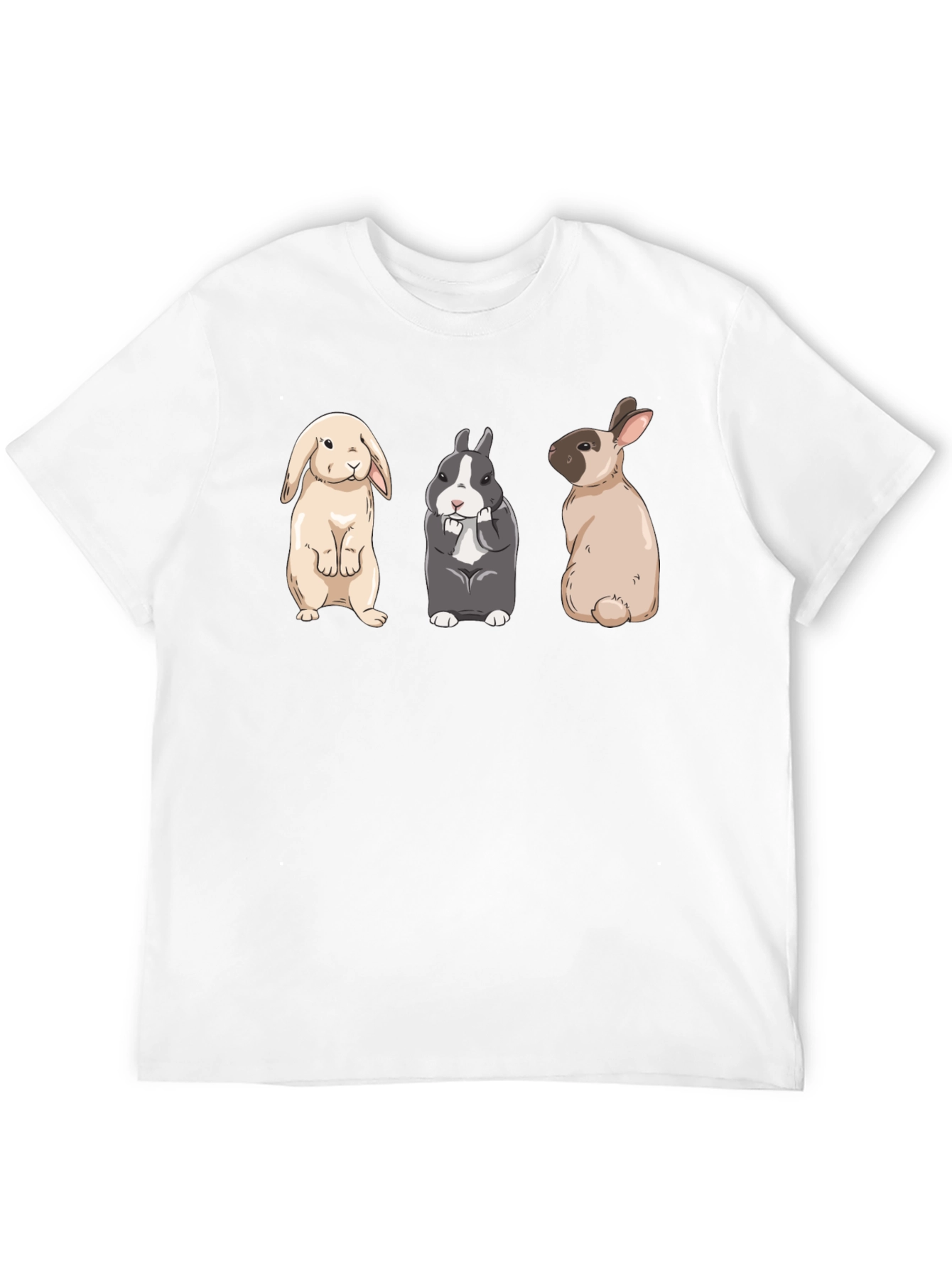 Black Three Cute Bunnies Black T-Shirt view 12
