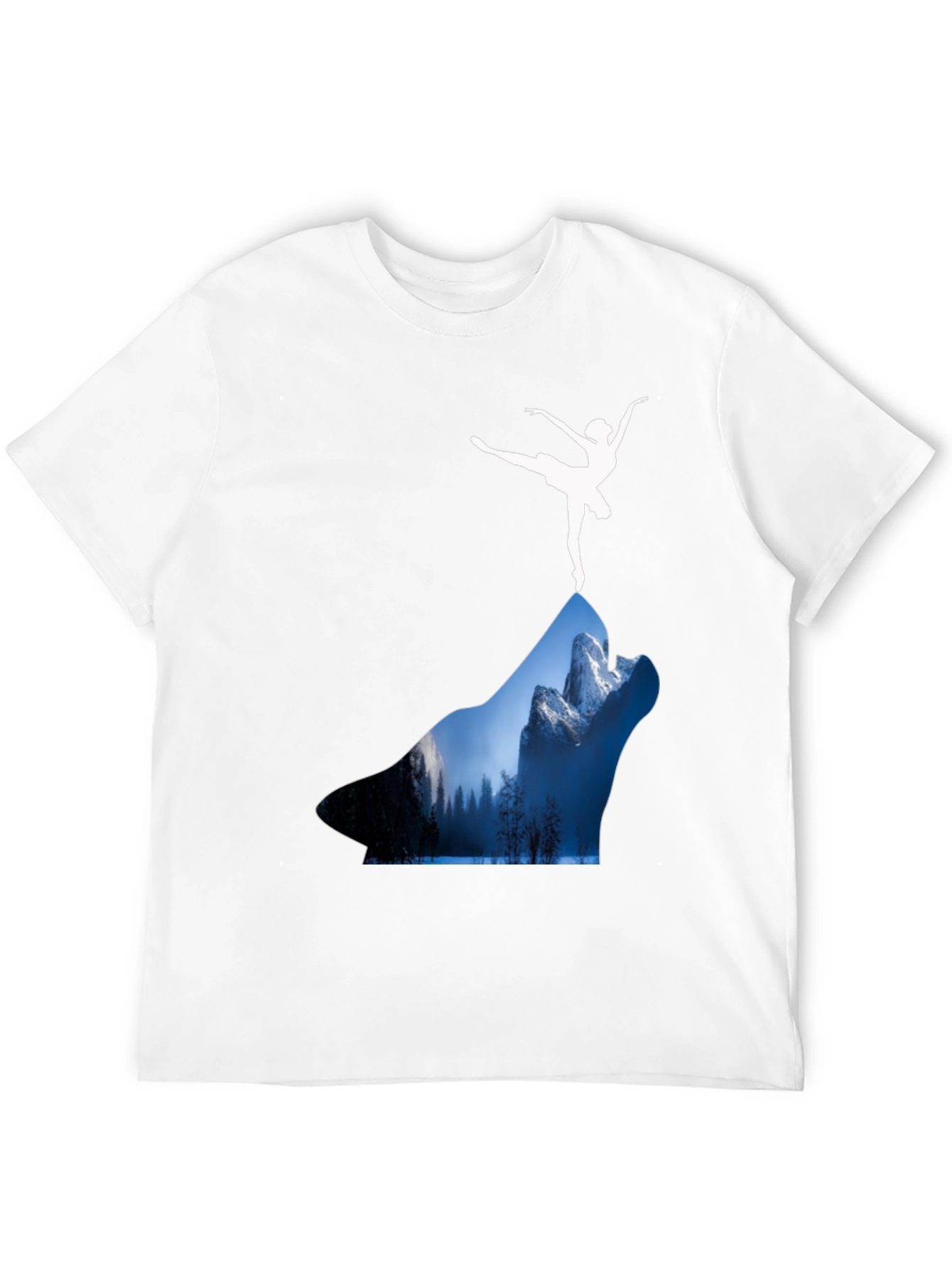 Black Wolf Landscape T-Shirt - Ballerina Design view 12