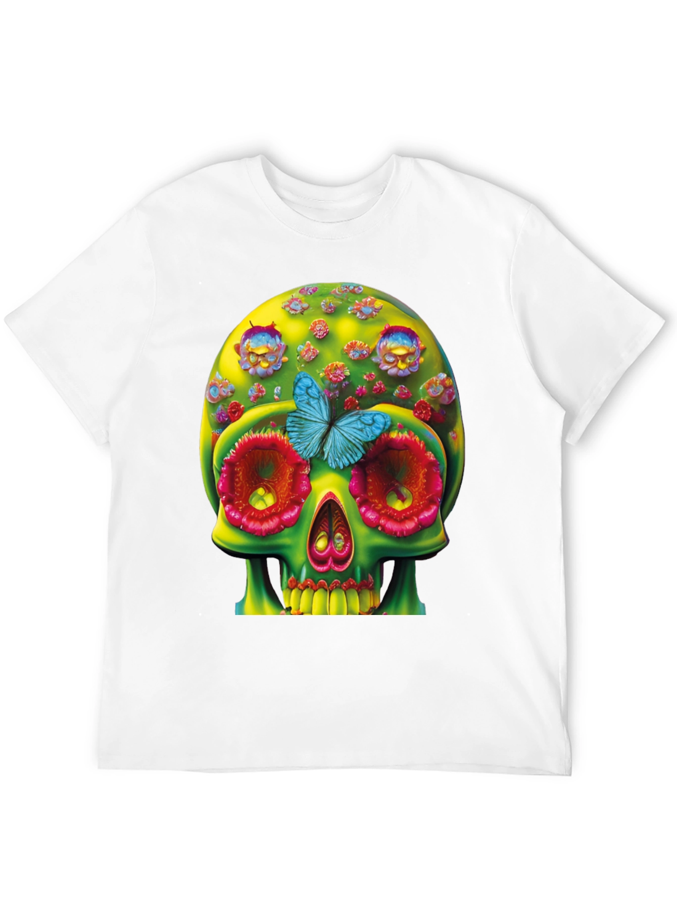 Black Floral Skull T-Shirt - Unique Graphic Tee view 12