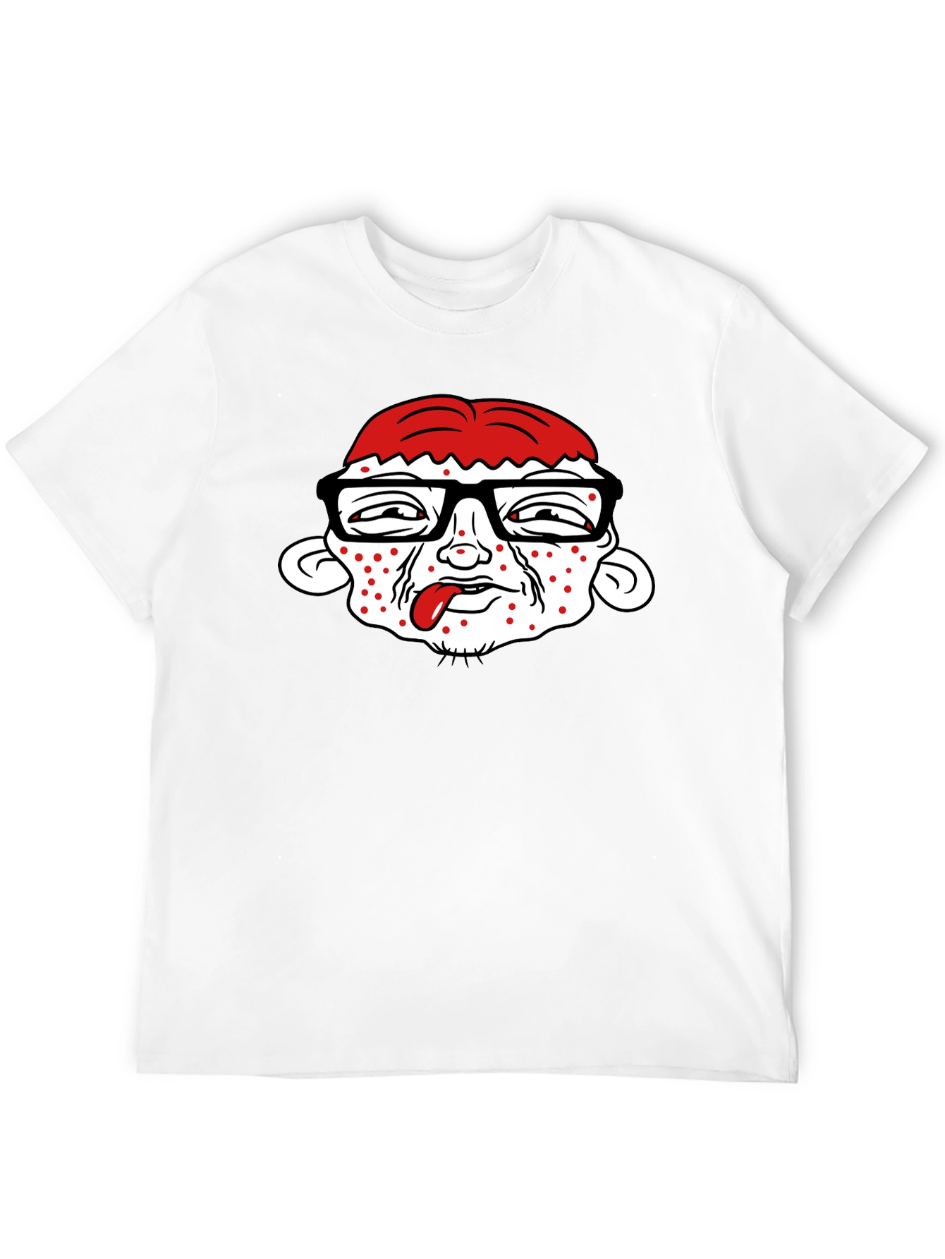Black Funny Cartoon Face Black T-Shirt view 12
