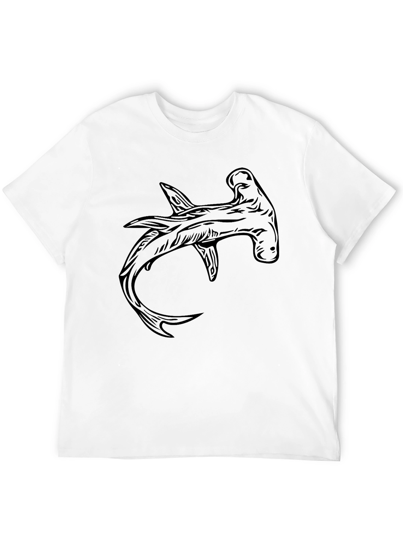 Black Hammerhead Shark Graphic Tee - Black Cotton T-Shirt view 12