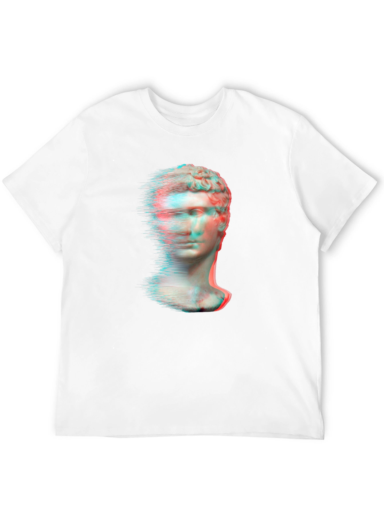 Black Glitch Art Statue Graphic Tee view 12