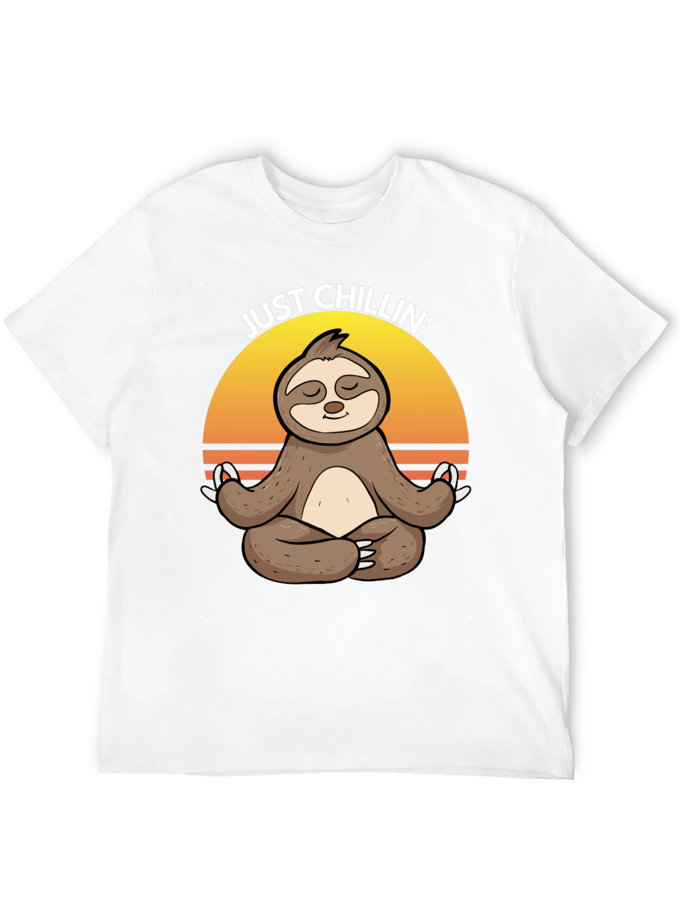 Black Just Chillin' Sloth Yoga Meditation T-Shirt view 12