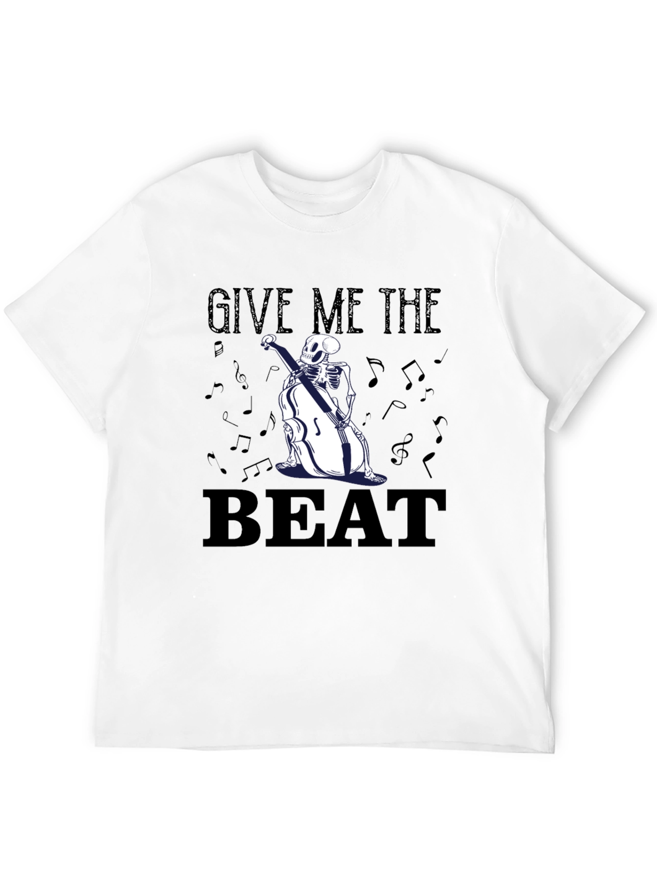 Black Give Me The Beat Skeleton Bassist Graphic T-Shirt view 12