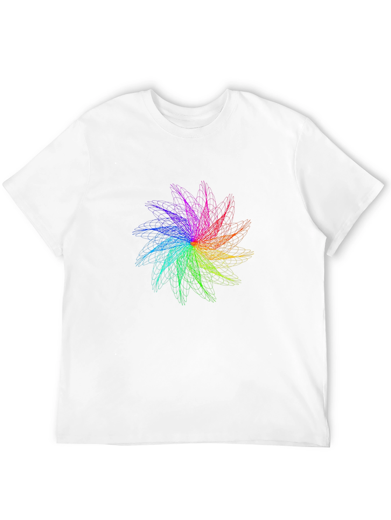 Black Rainbow Fractal Flower Graphic Black T-Shirt view 12