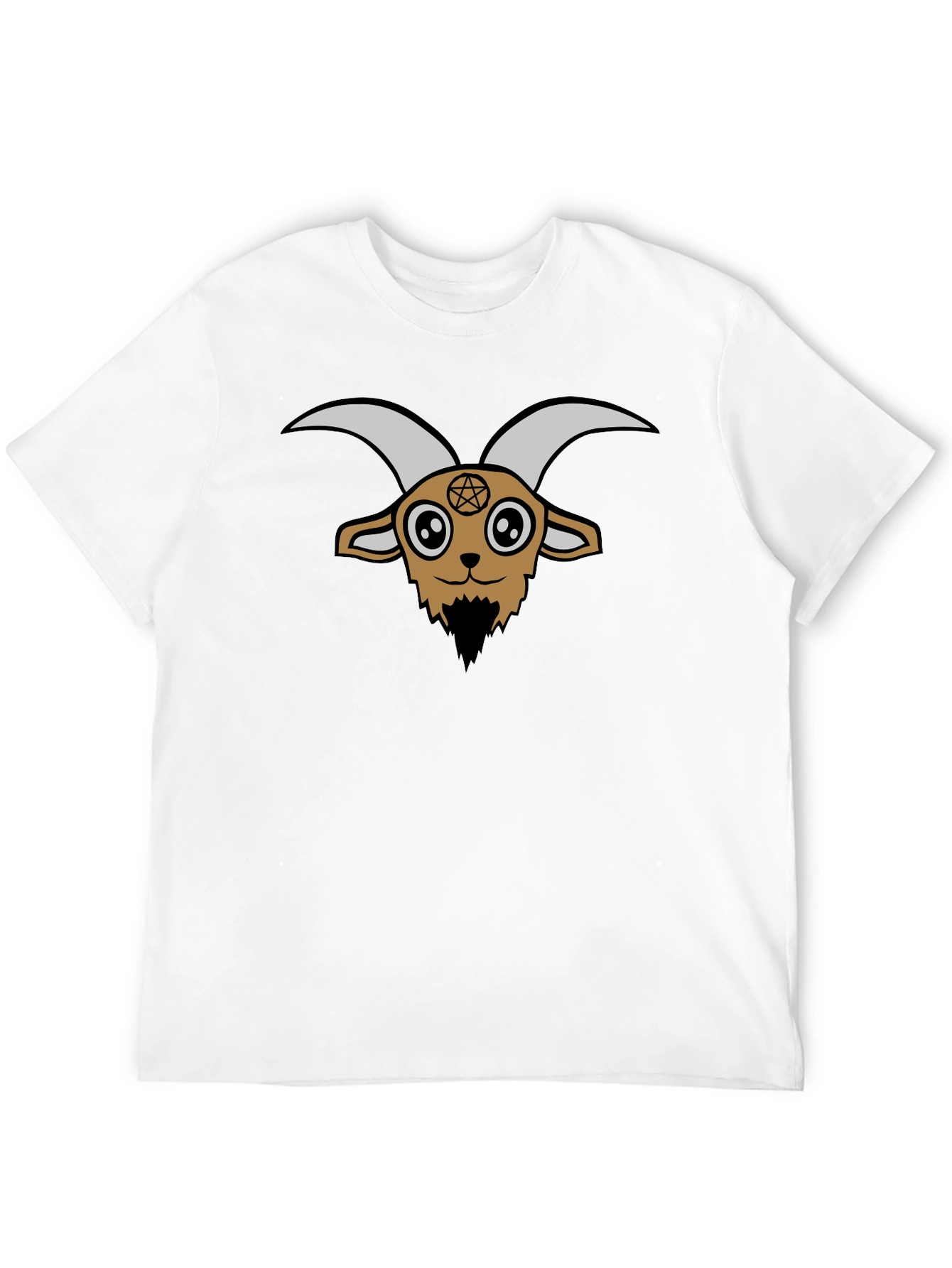 Black Goat Head Graphic Tee - Soft Black Cotton T-Shirt view 12
