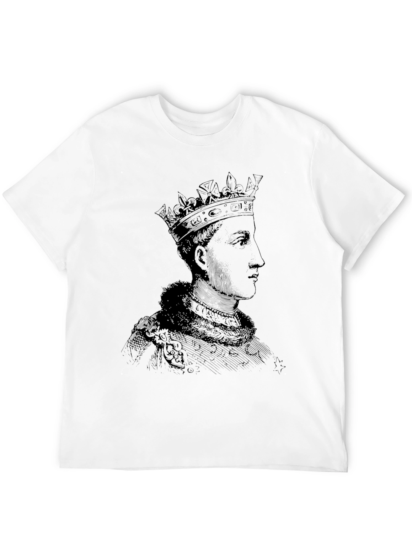 Black Royal Portrait Graphic Tee - Black Cotton T-Shirt view 12