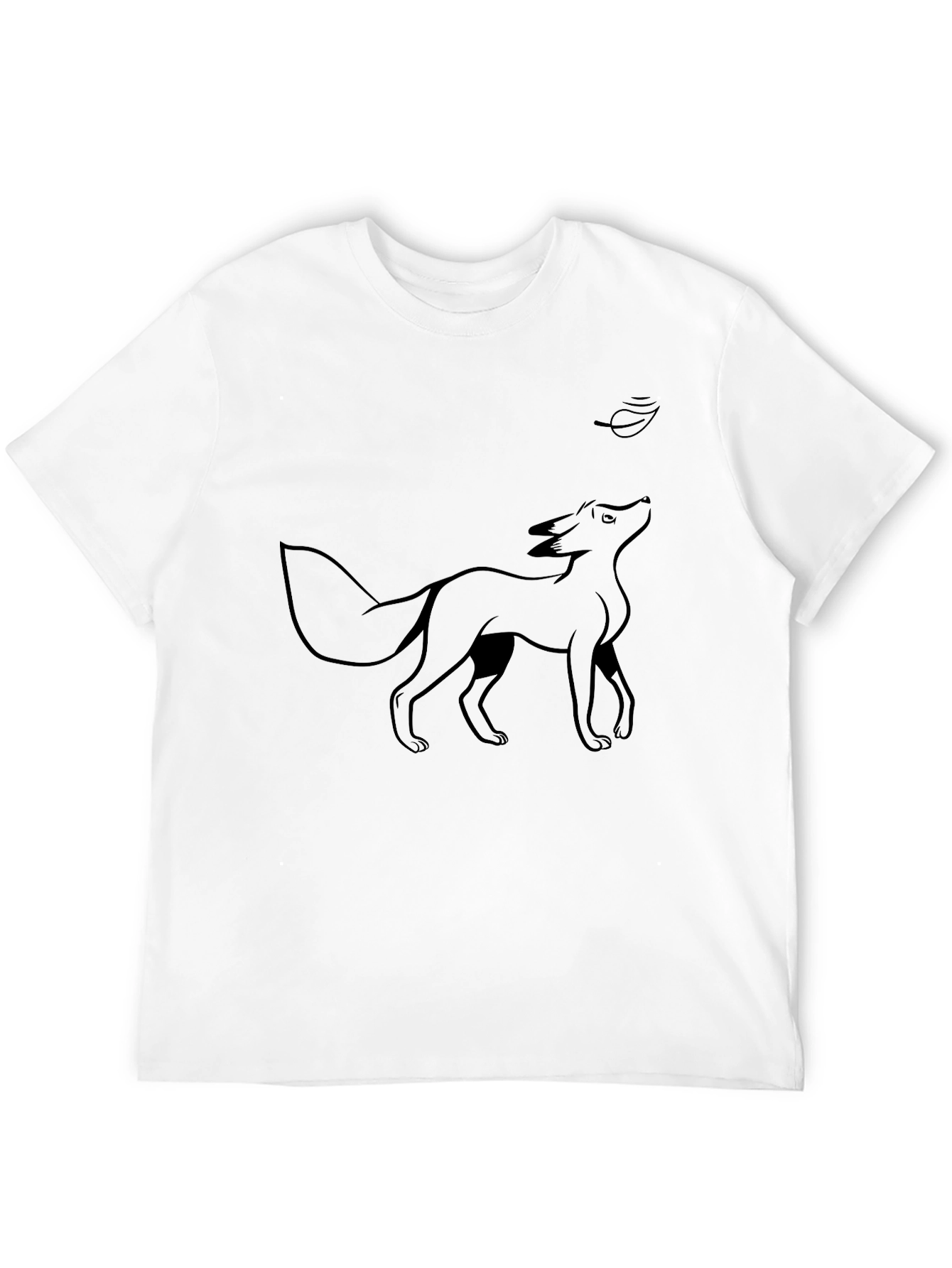 Black Fox & Leaf Graphic Tee - Stylish Animal Print Shirt - 12