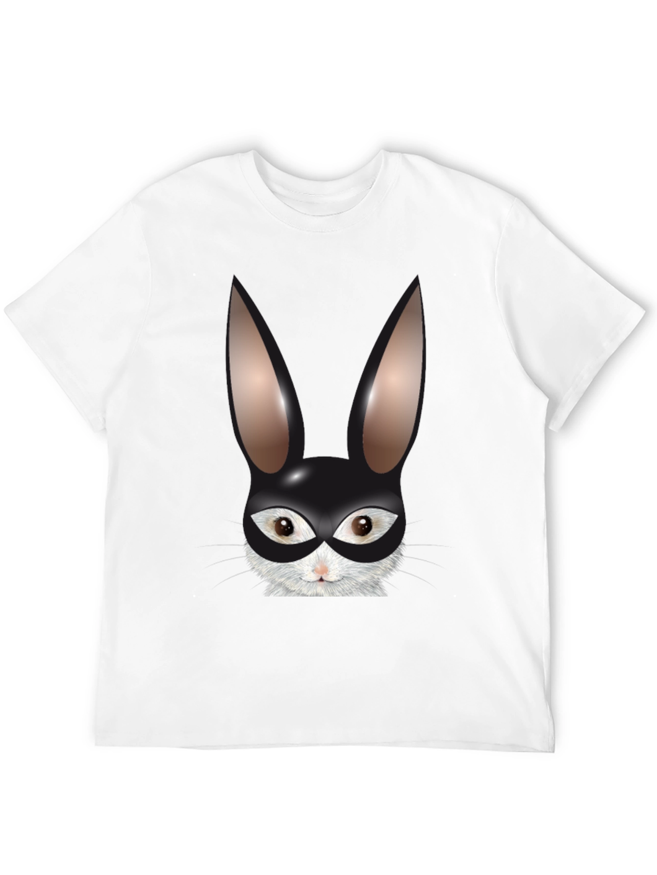 Black Bunny Mask Graphic Tee - Black Cotton Blend T-Shirt view 12