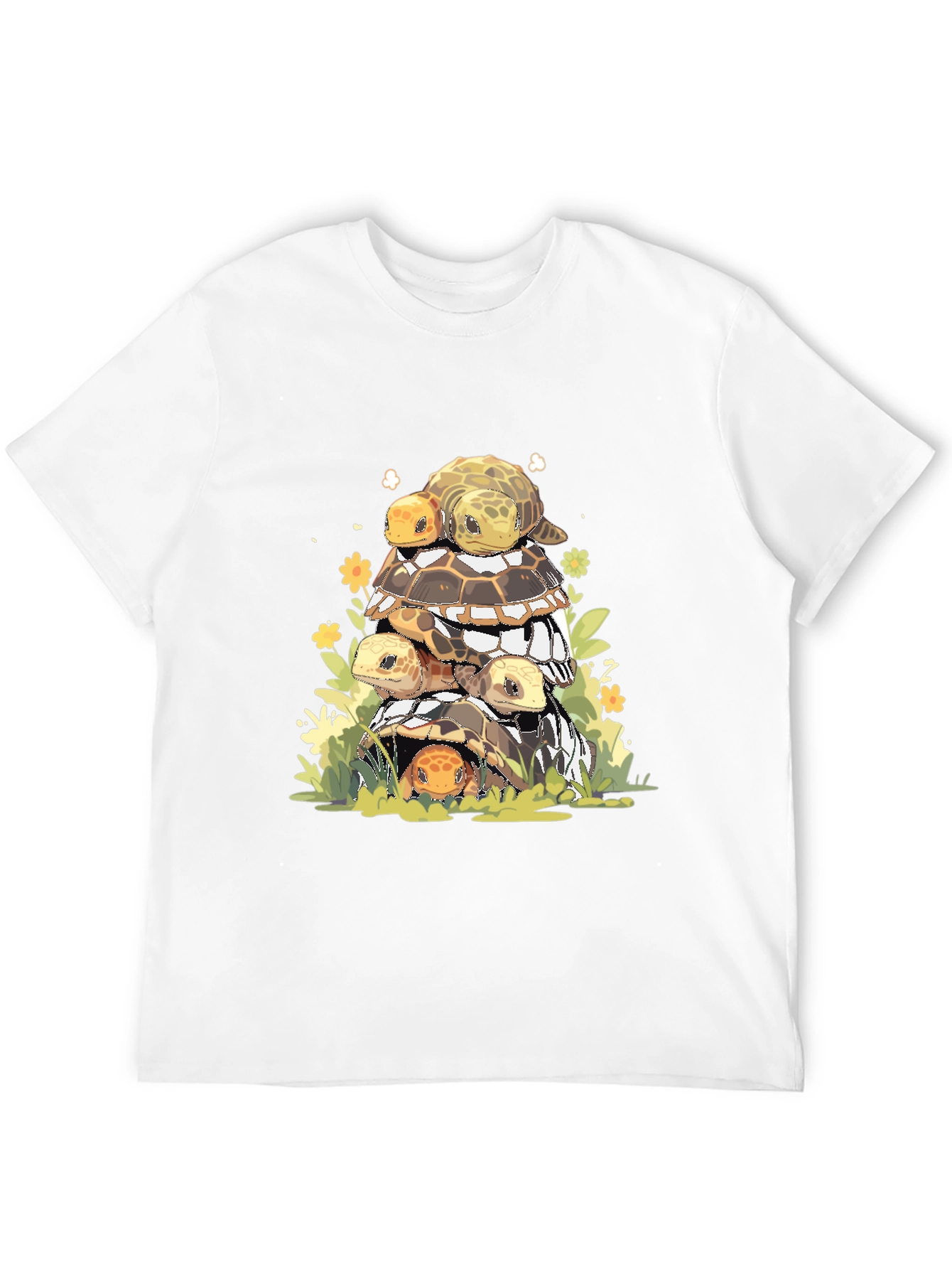 Black Stacked Turtles Graphic Tee - Black Cotton T-Shirt view 12