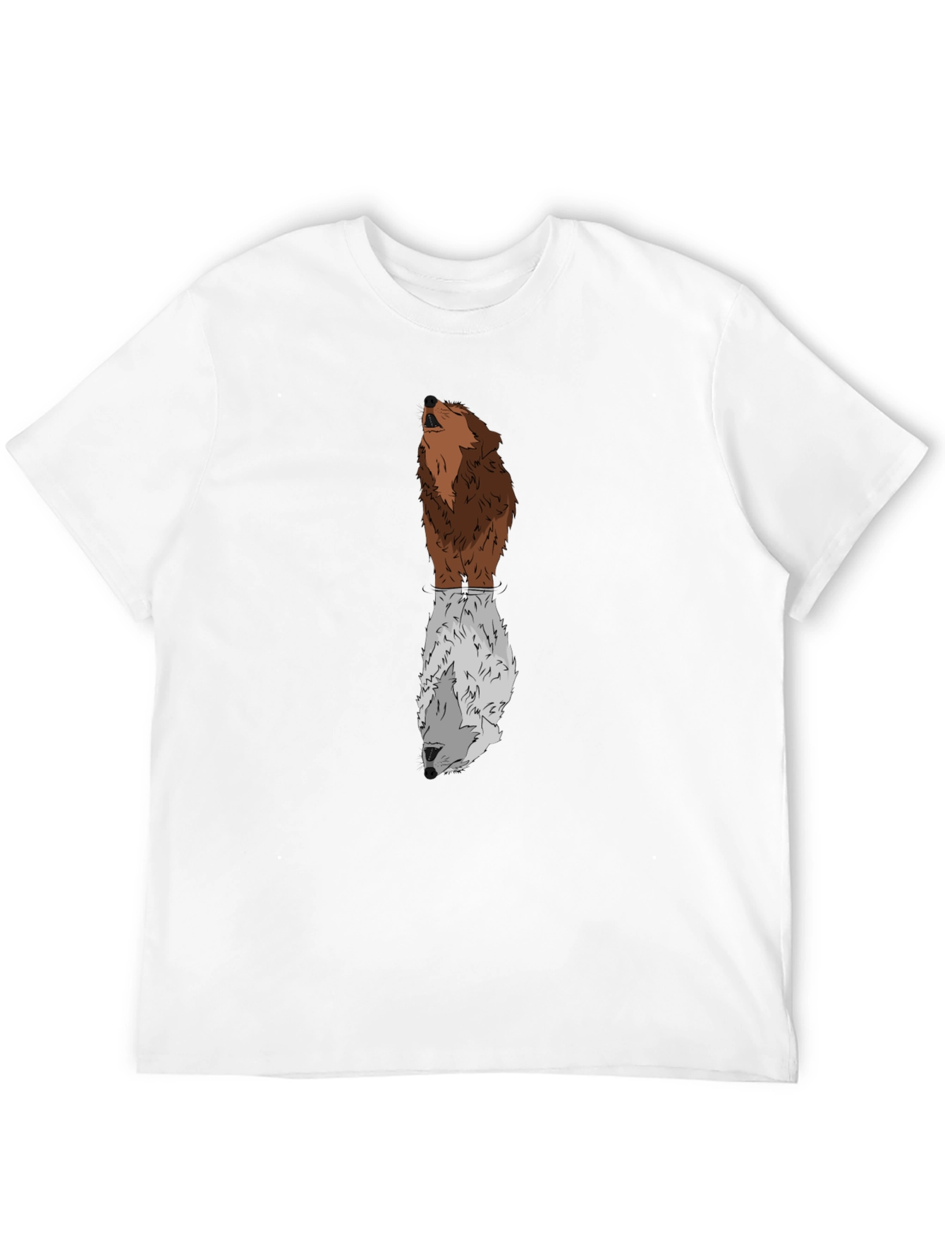 Black Two-Tone Wolf Graphic Tee - Black Cotton Blend view 12